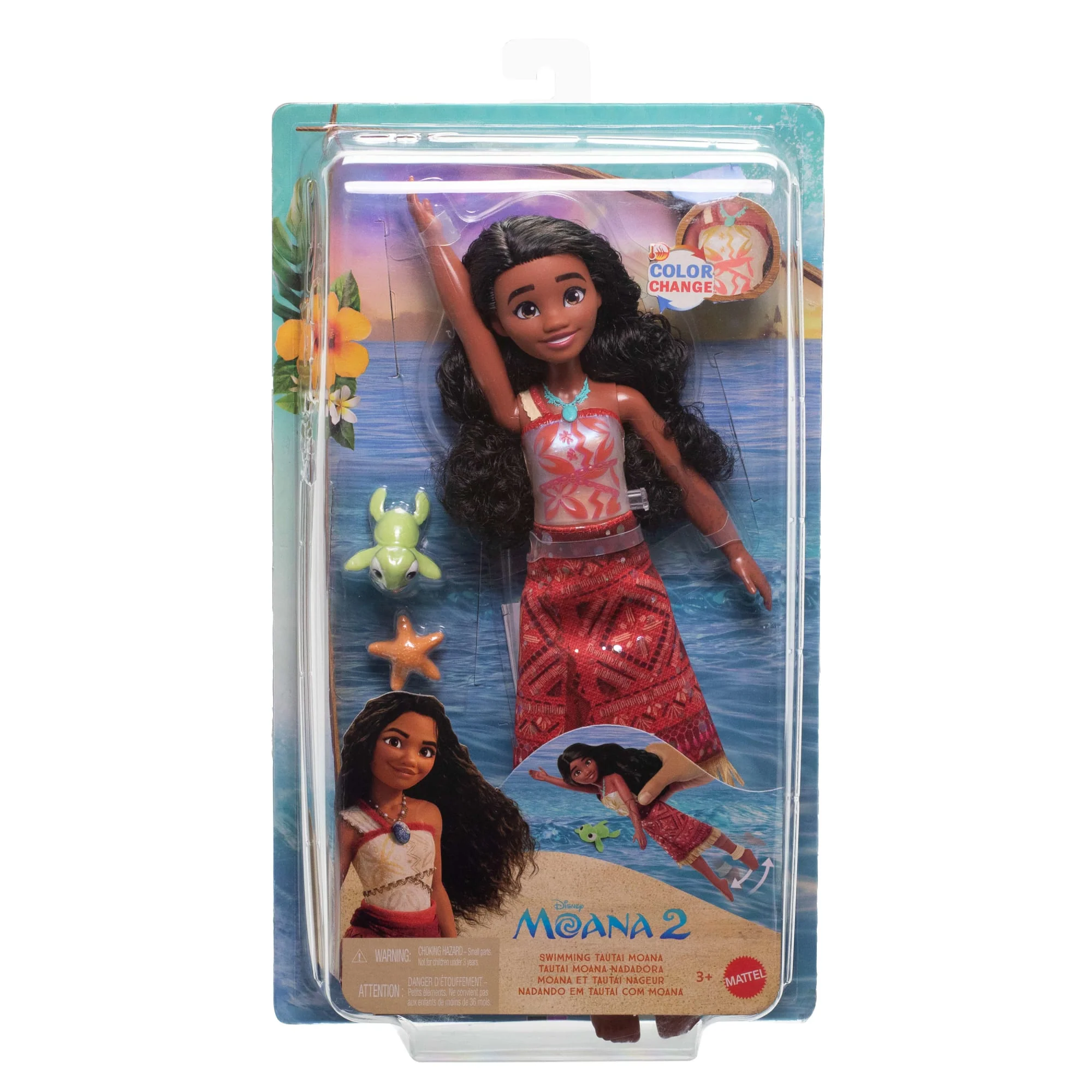 Disney Moana 2 Toys, Swimming Tautai Moana Fashion Doll With 2 Accessories & Color-Change Bodice - Image 5