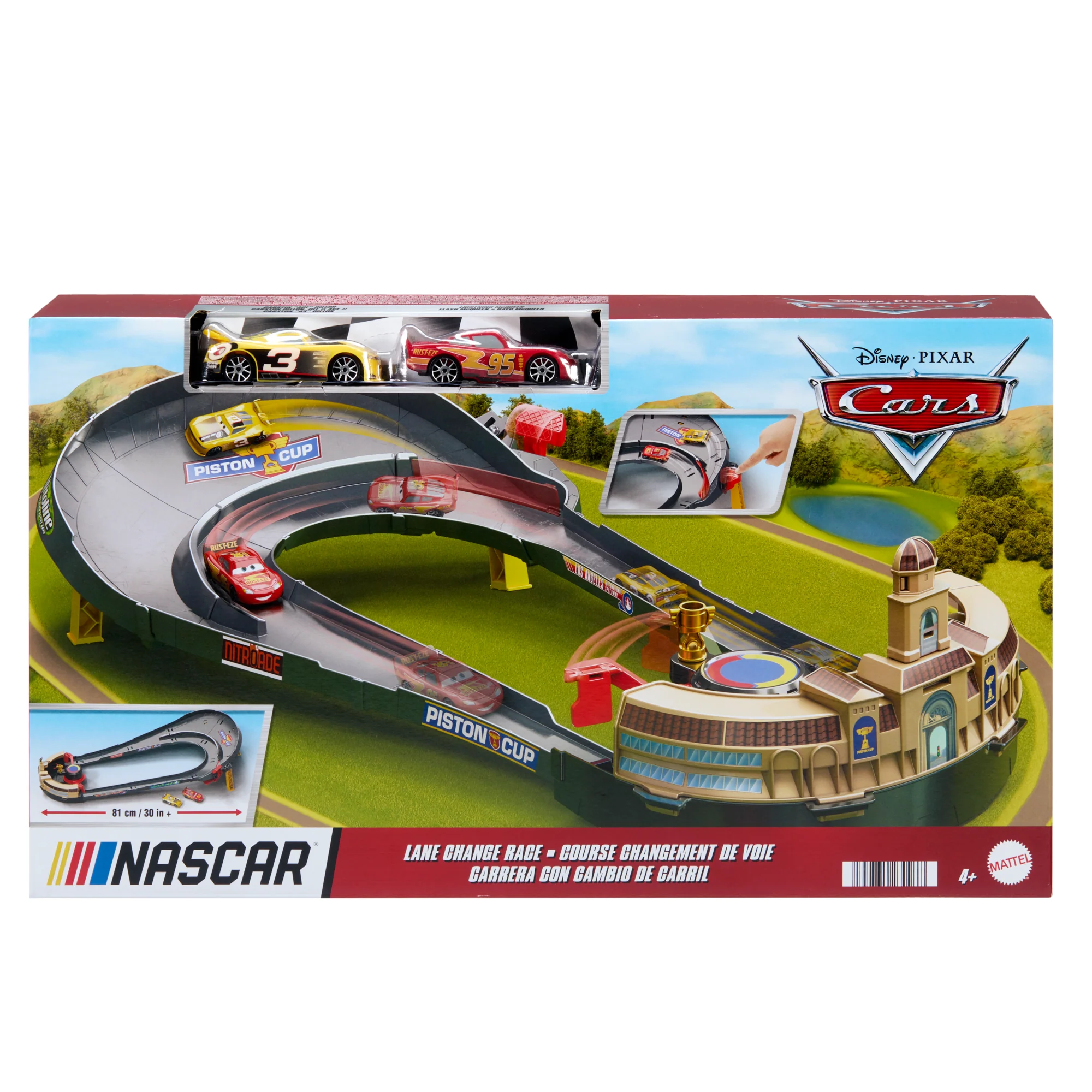 Conjunto De Carreras Con Cambio De Carril De Disney Pixar Cars Y Nascar Con 2 Coches De Juguete, Incluido Rayo Mcqueen - Image 6