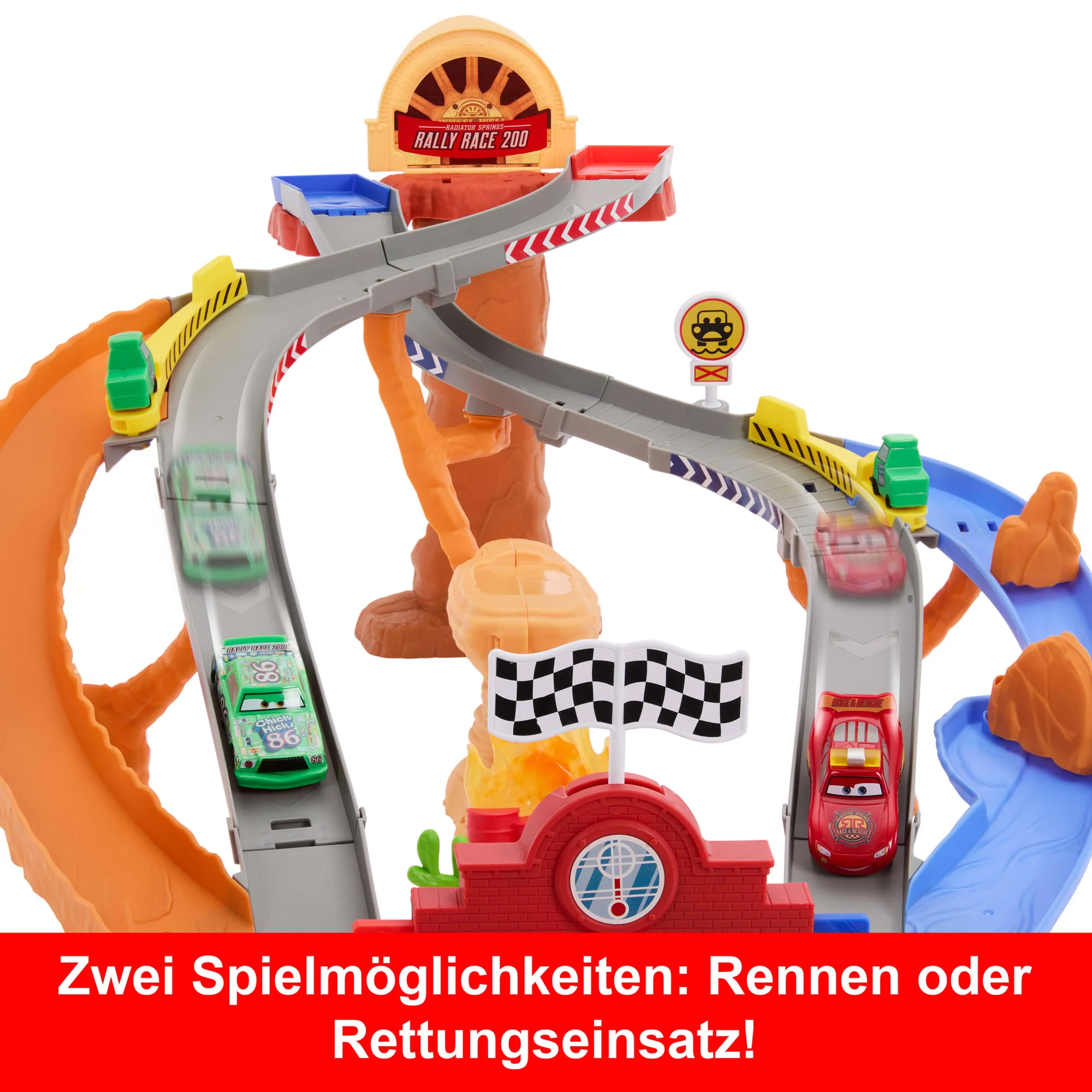 Disney Pixar Cars Radiator Springs Rennen & Retten Rettungsweg-Rennstrecke Spielset Mit 4 Spielzeugautos - Image 3