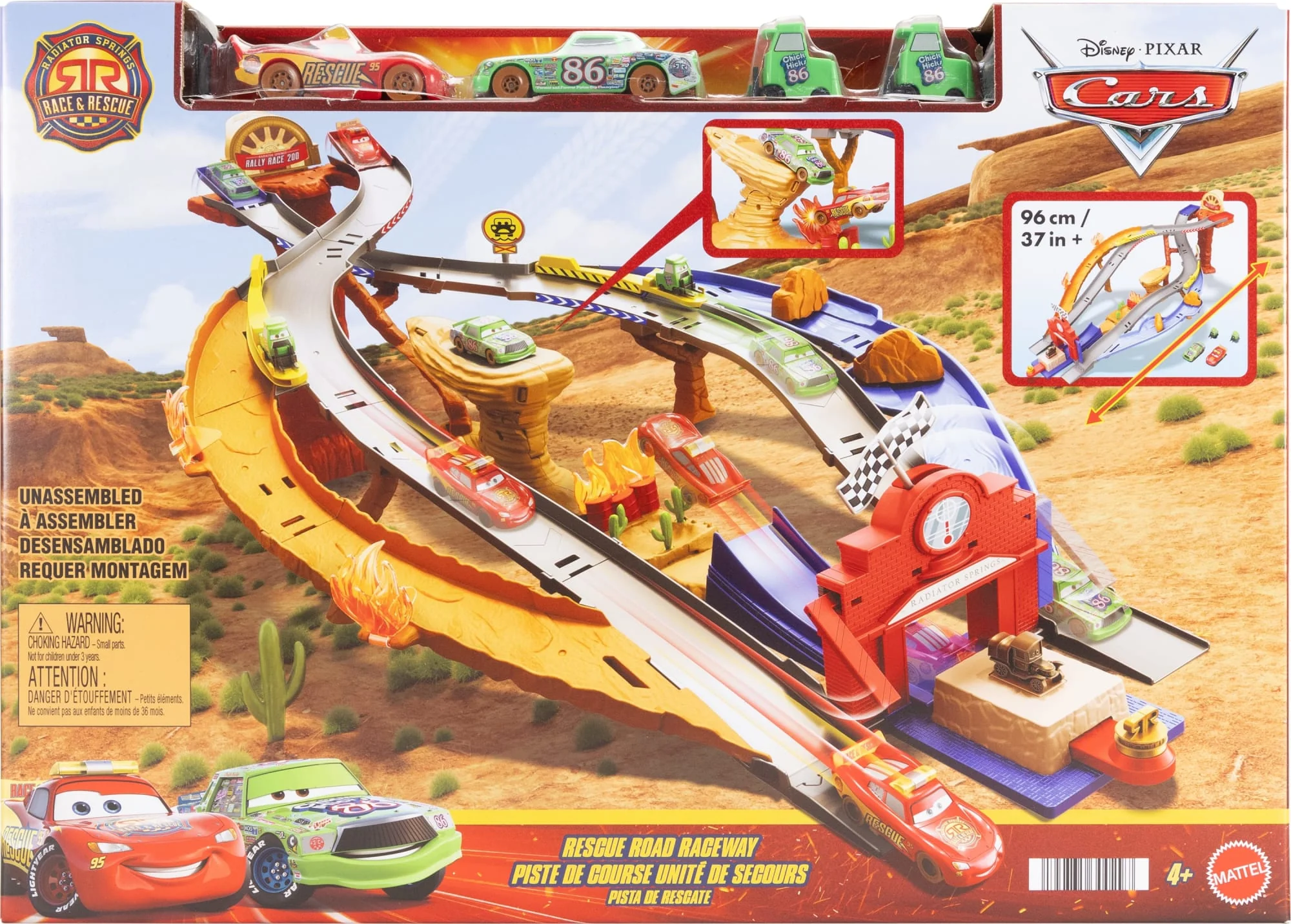 Disney Pixar Cars Radiator Springs Rennen & Retten Rettungsweg-Rennstrecke Spielset Mit 4 Spielzeugautos - Image 6