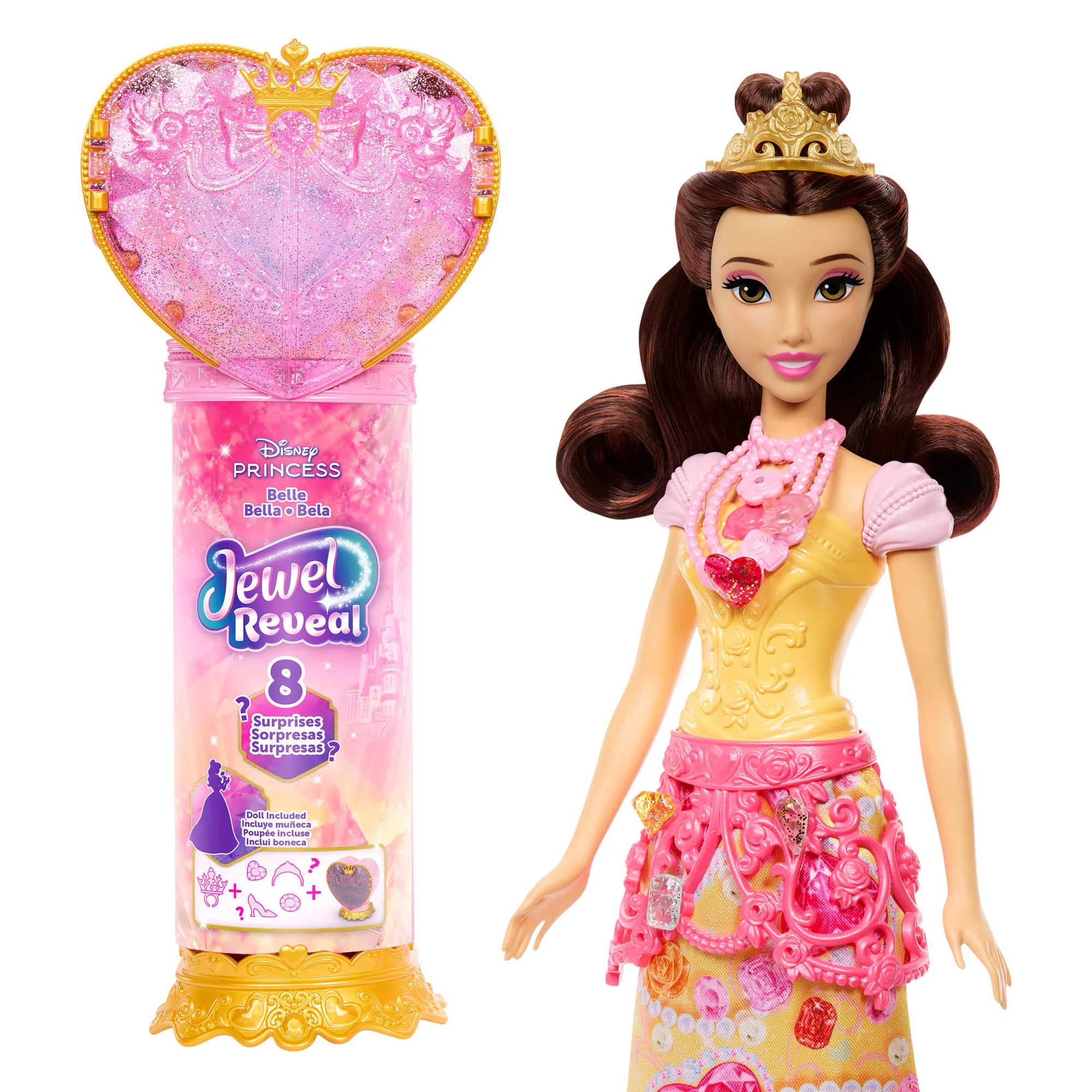 Disney-Poupée Princesses Jewel Reveal Belle-Avec 8 Surprises