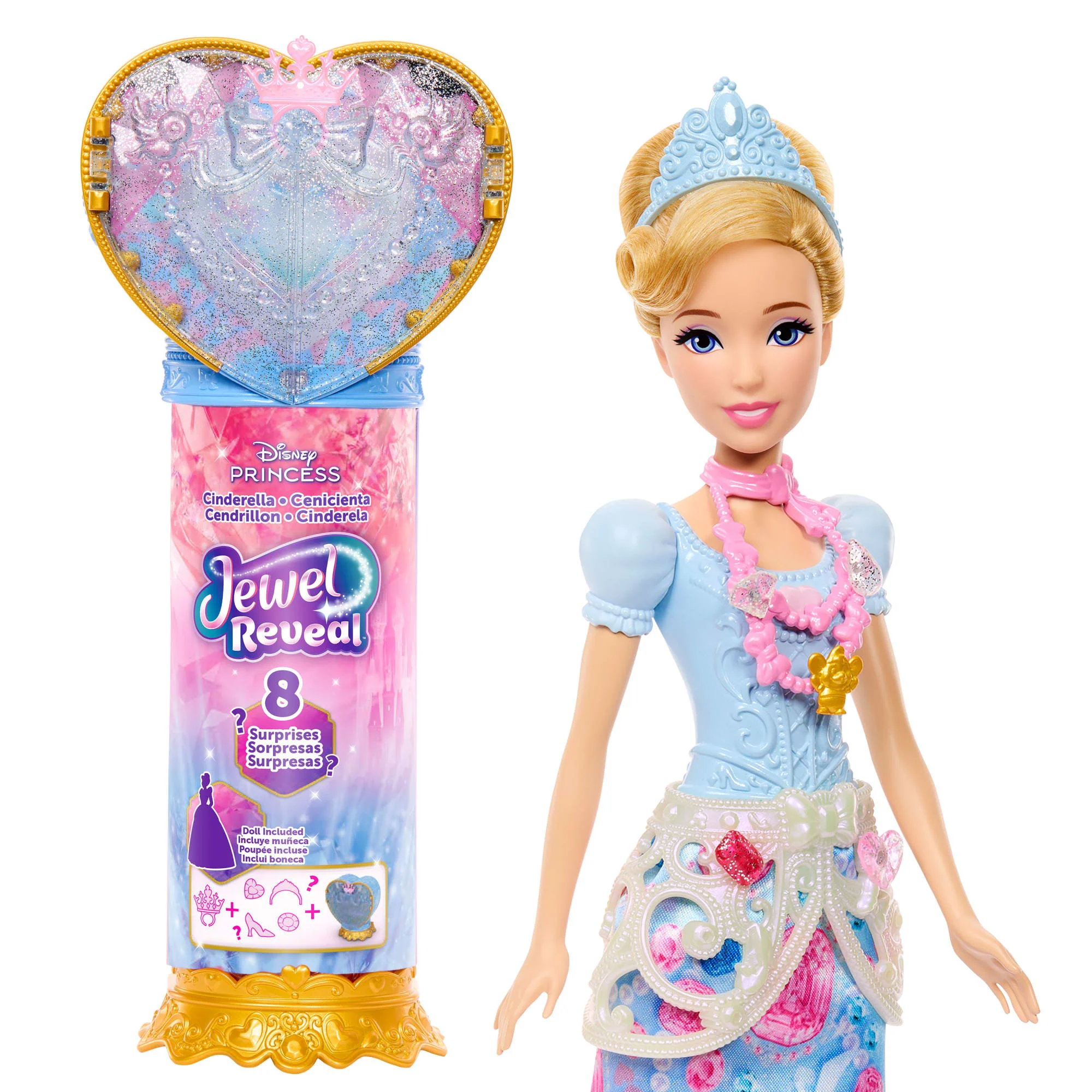 Disney-Poupée Princesses Jewel Reveal Cendrillon-Avec 8 Surprises