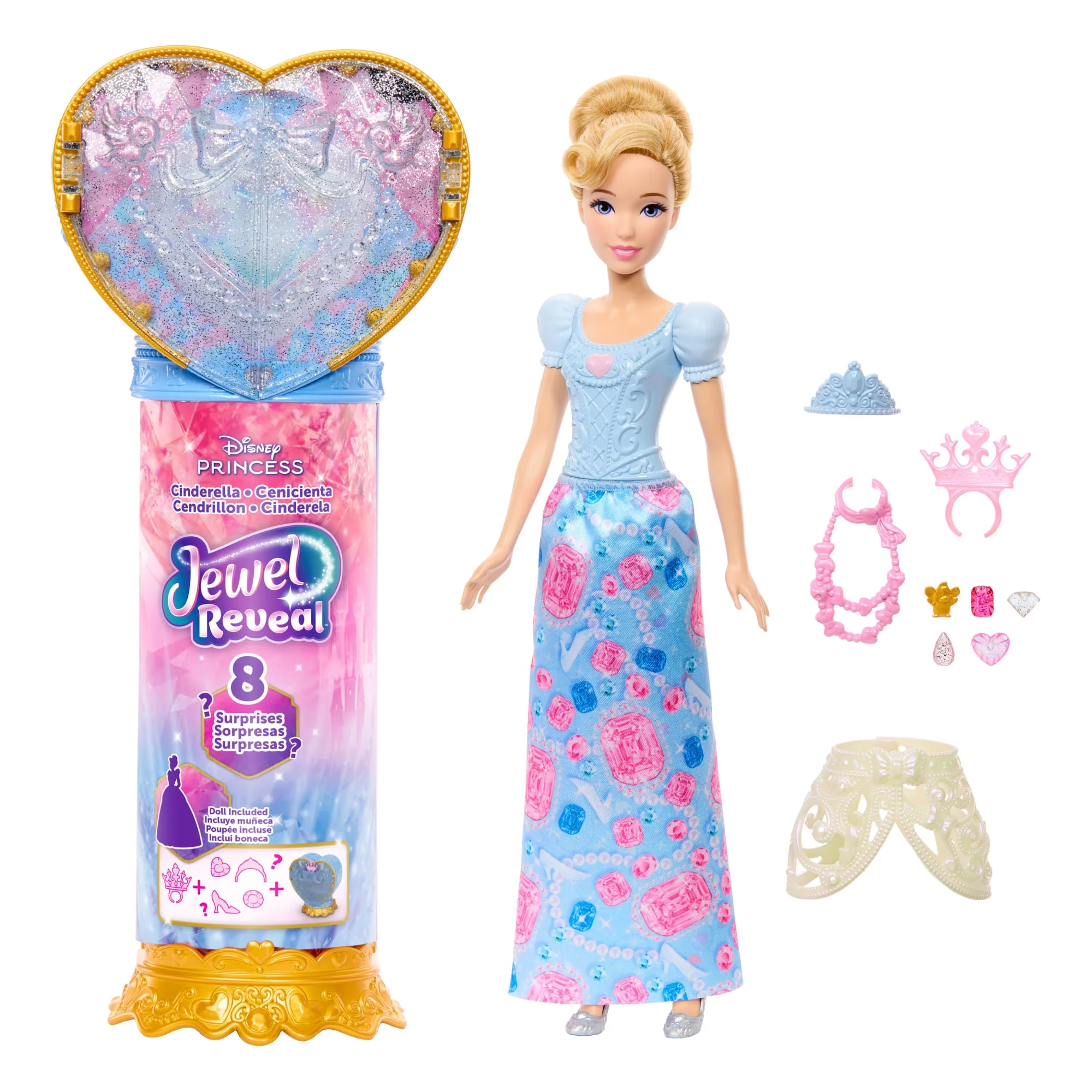 Disney-Poupée Princesses Jewel Reveal Cendrillon-Avec 8 Surprises - Image 2