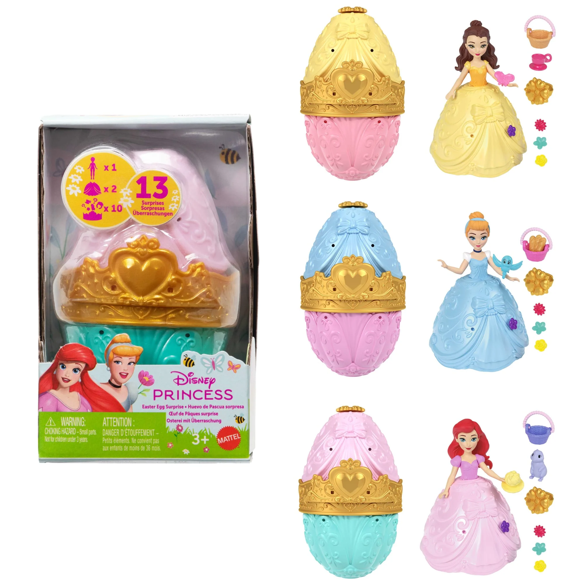 Huevo De Pascua Sorpresa De Disney Princesas Con 1 Minimuñeca, 2 Faldas Y 10 Accesorios (Los Estilos Pueden Variar)