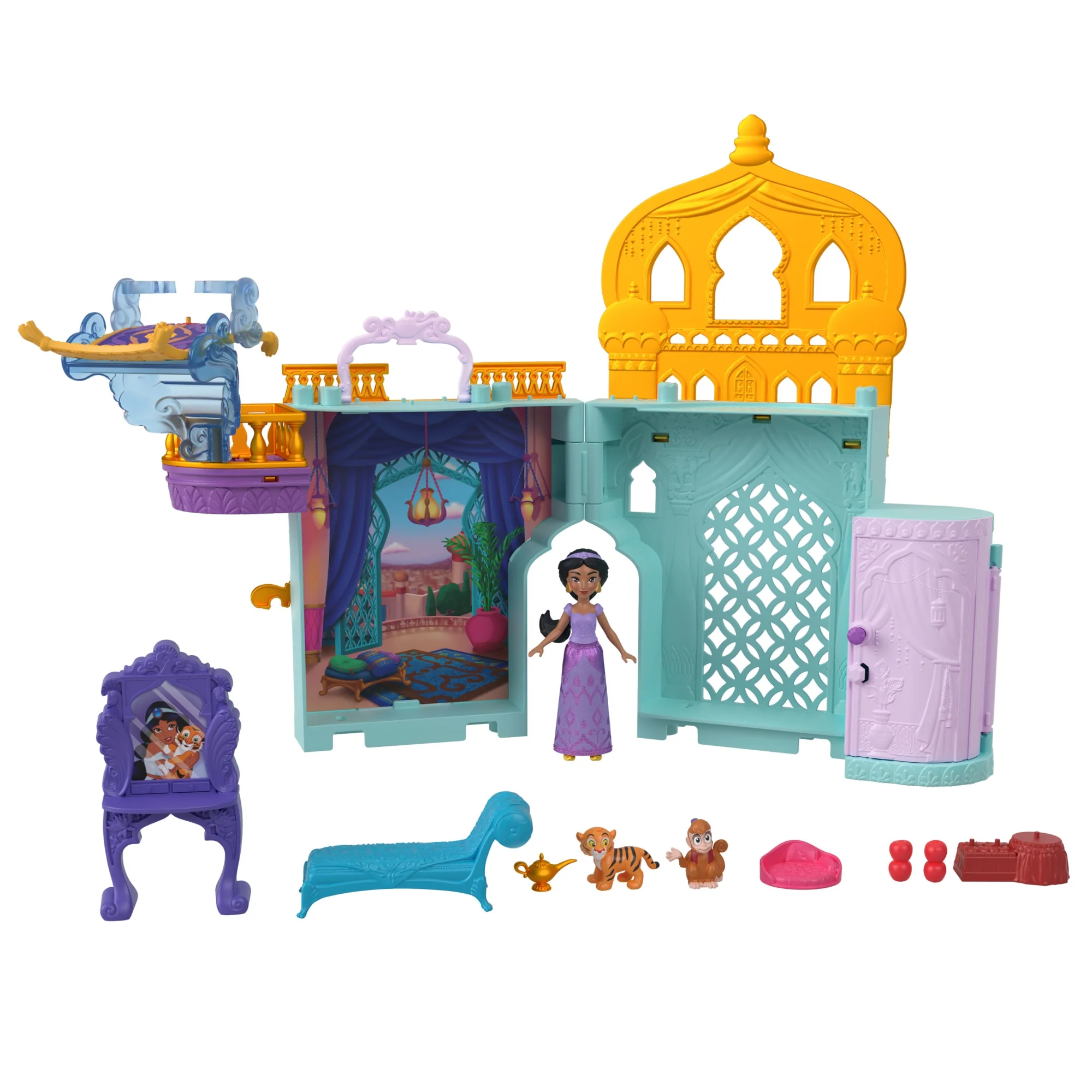 Conjunto Apilable De Casa De Muñecas Castillo De Jasmine De Disney Princesas Con Muñeca Pequeña, Inspirado En La Película “Aladdín” De Disney