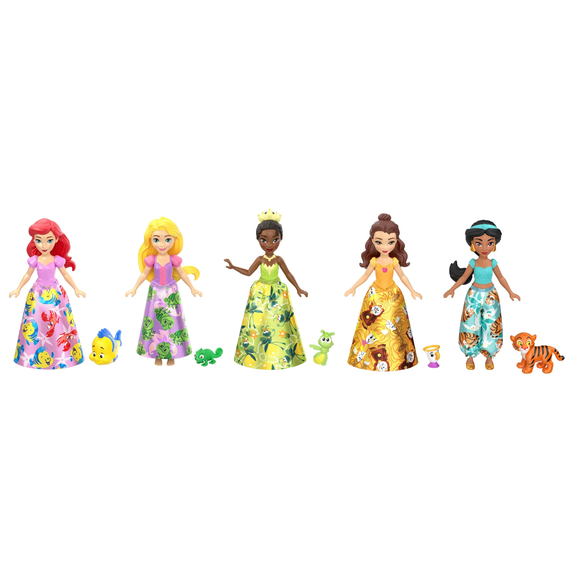Conjunto De Juego Disney Princesas Y Amigos Con Cinco Muñecas Pequeñas Con Conjuntos Brillantes Y Cinco Figuras De Amigos - Image 3