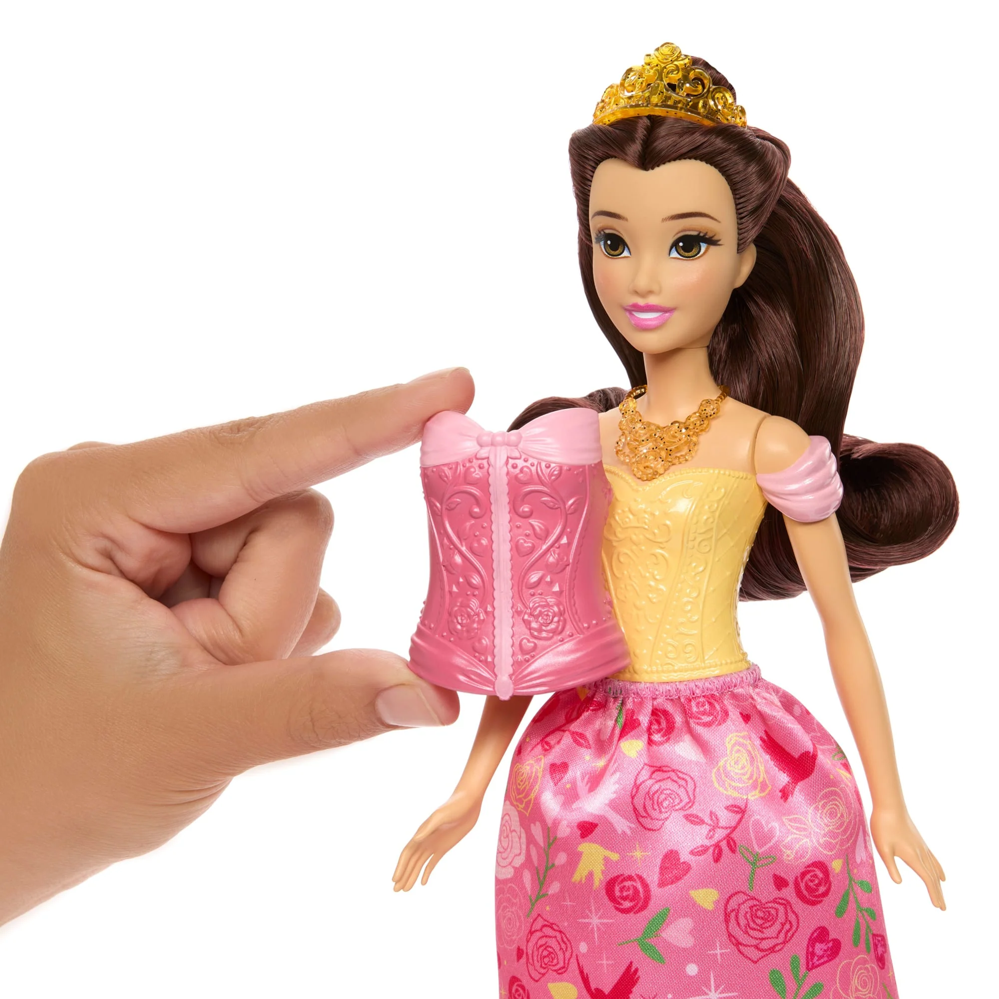Disney Princess 2-In-1-Geschichten Belle-Modepuppe Mit 2 Oberteilen Zum Anklipsen, 2 Röcken Und 9 Zubehörteilen - Image 3