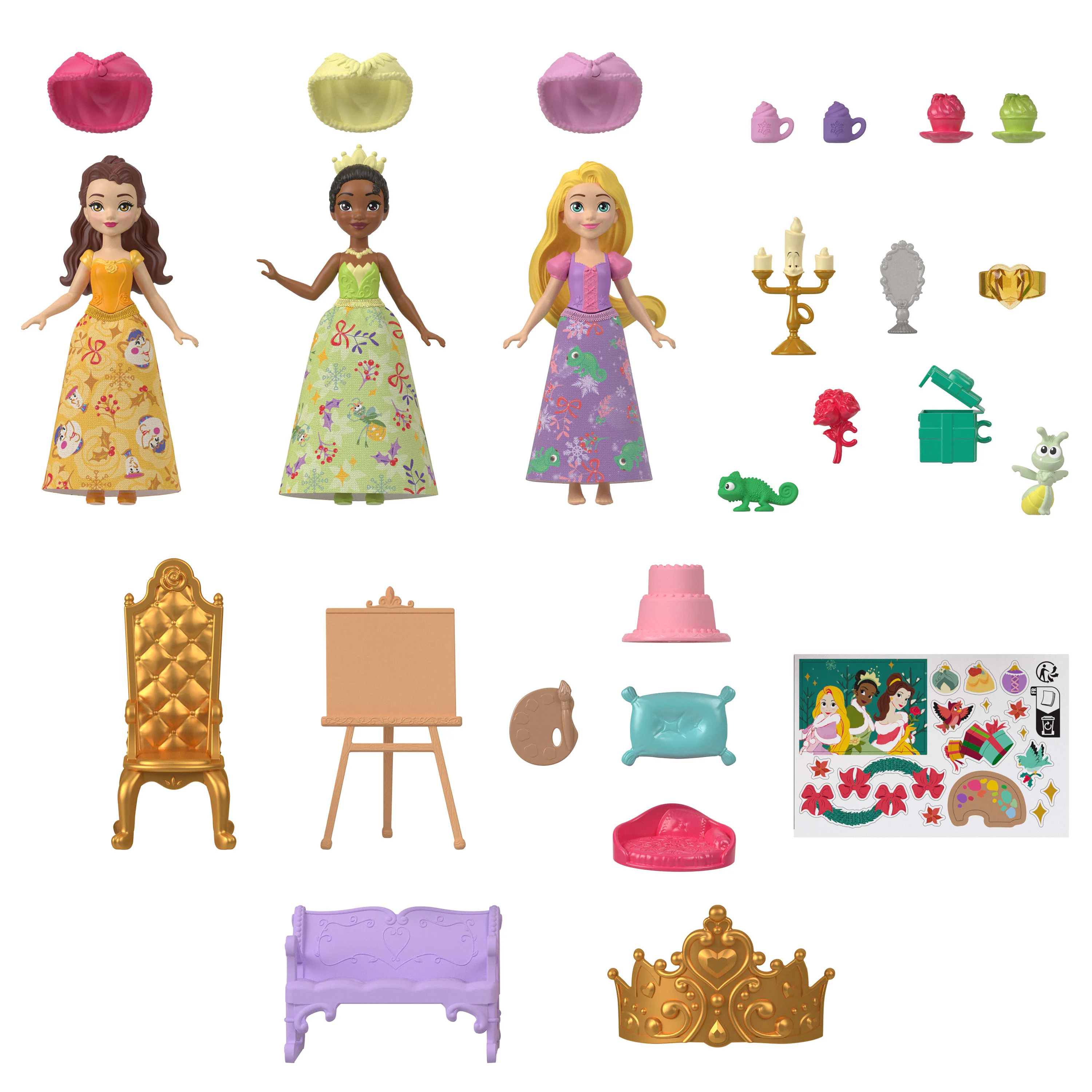 Disney Princess-Adventskalender Mit 24 Tagen Voller Überraschungen, Enthält 3 Kleine Puppen, 3 Freunde Und 22 Zubehörteile - Image 5