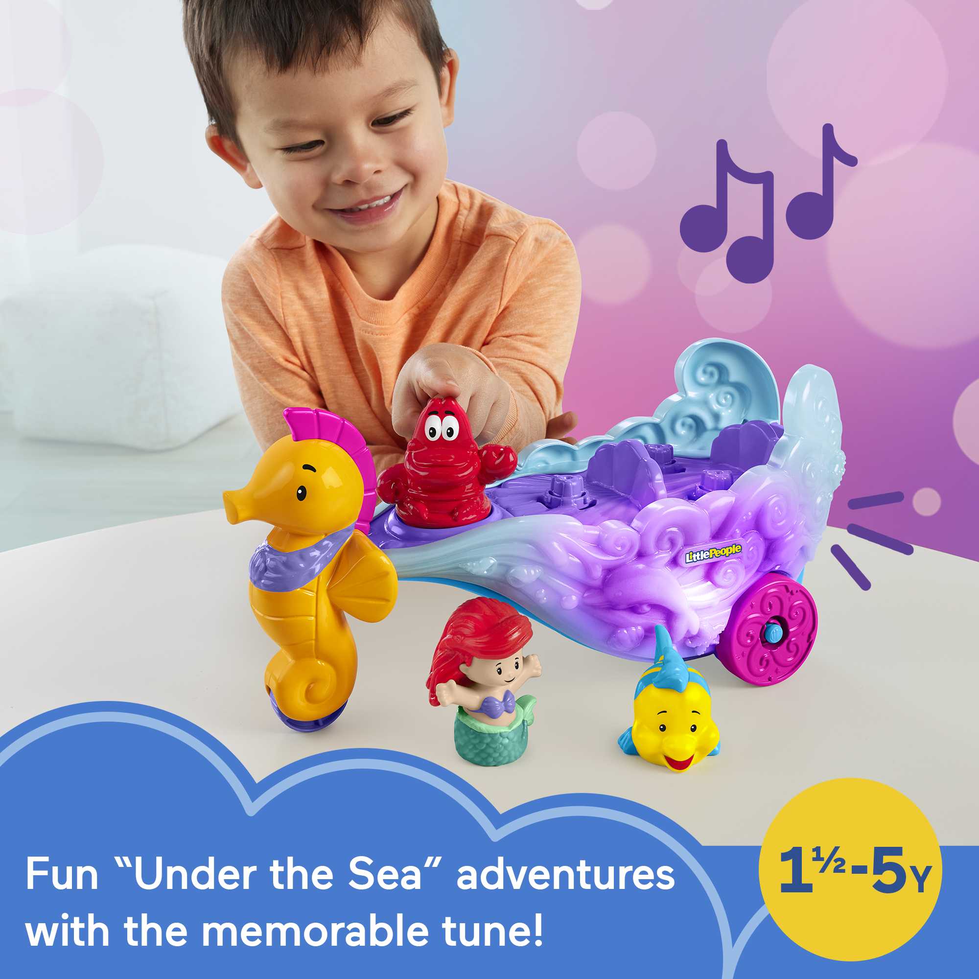 Disney Princess Ariel'S Light-Up Sea Carriage By Little People - Image 2