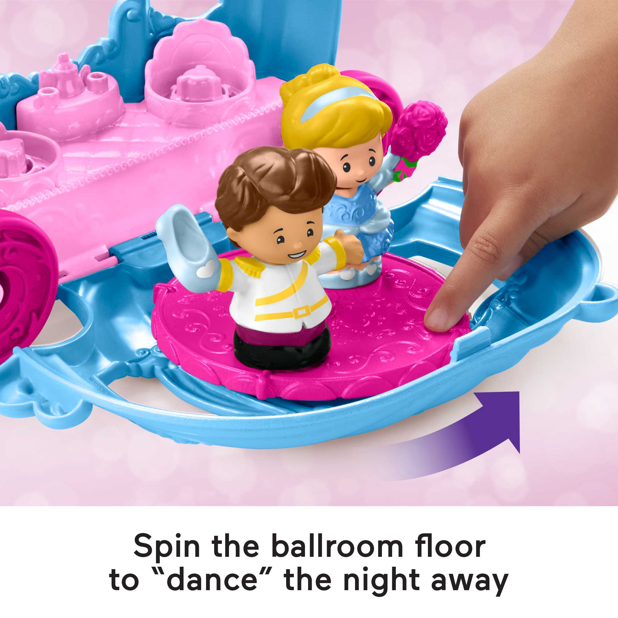 Disney Princess Cinderella's Dancing Carriage Little People Toddler Playset With Horse & Figures - Image 3