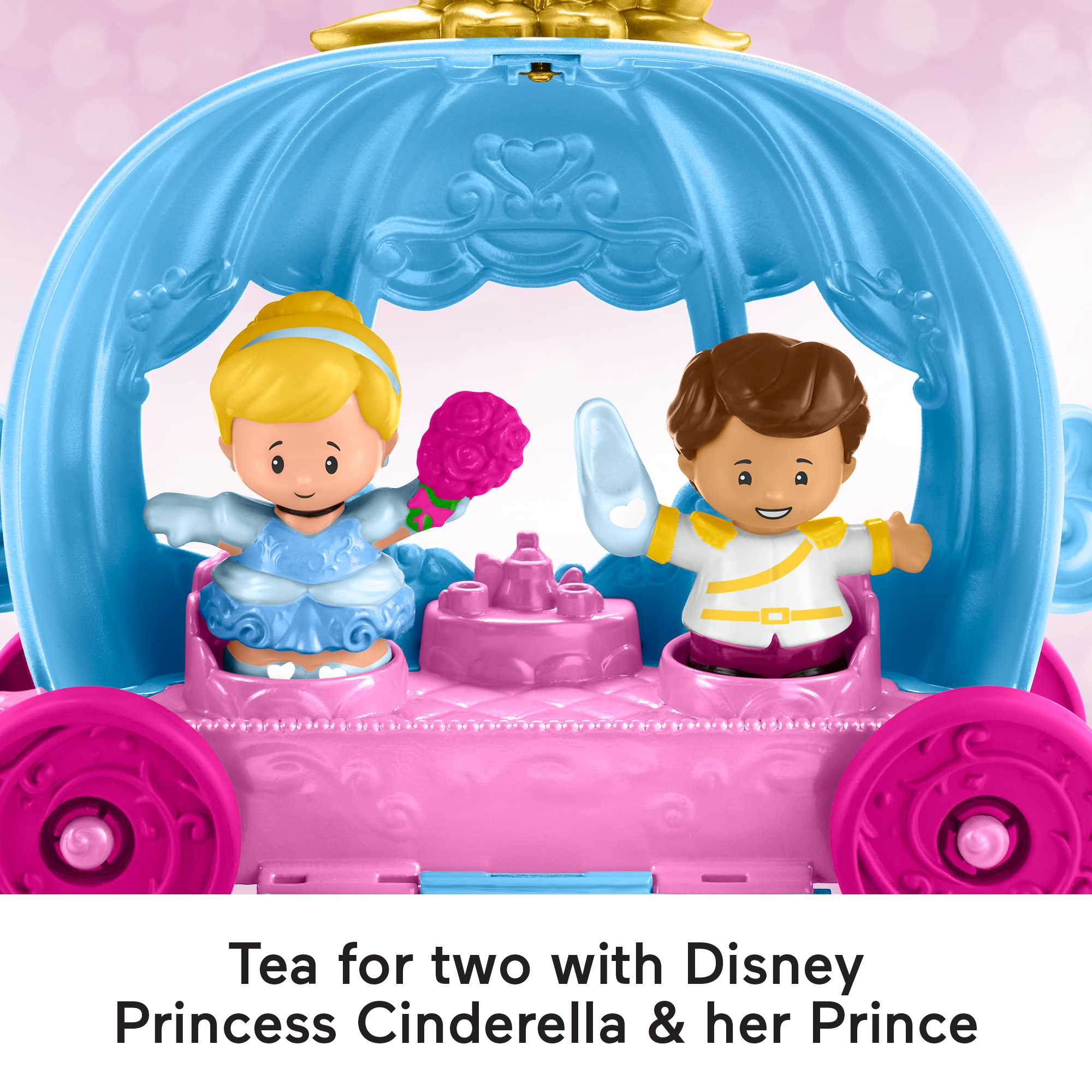 Disney Princess Cinderella's Dancing Carriage Little People Toddler Playset With Horse & Figures - Image 4