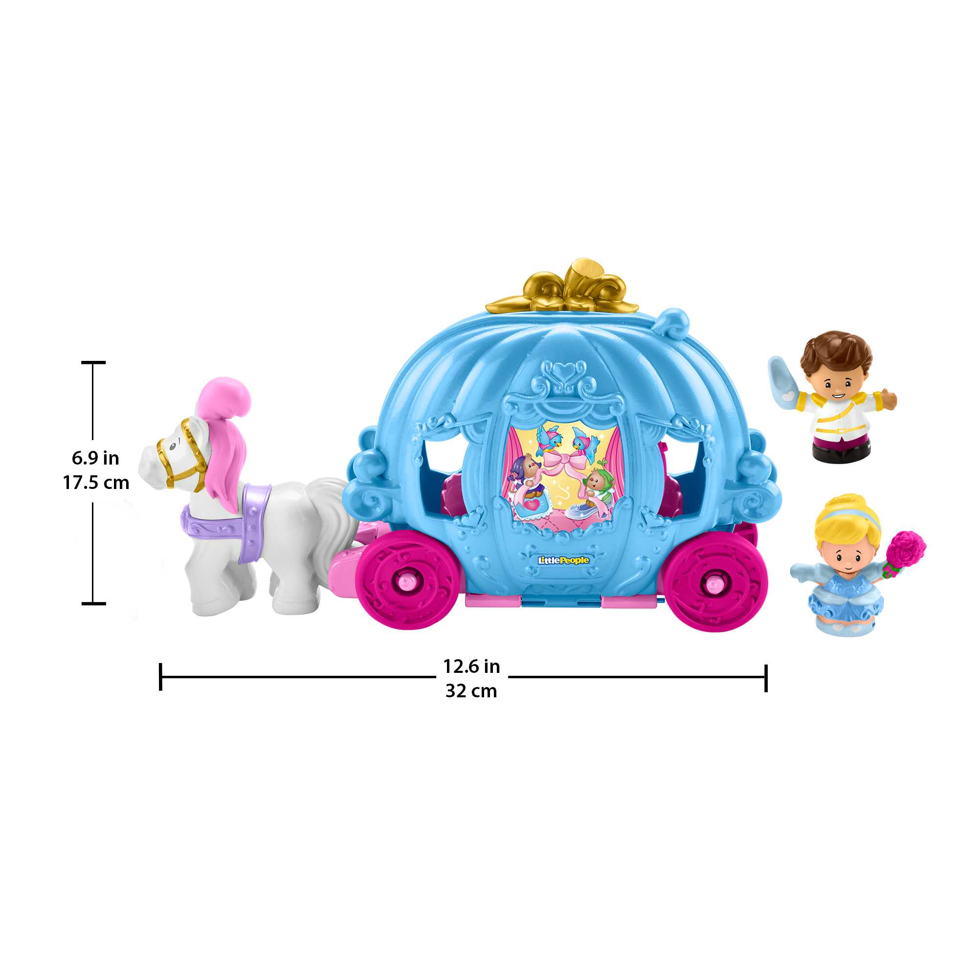 Disney Princess Cinderella's Dancing Carriage Little People Toddler Playset With Horse & Figures - Image 5