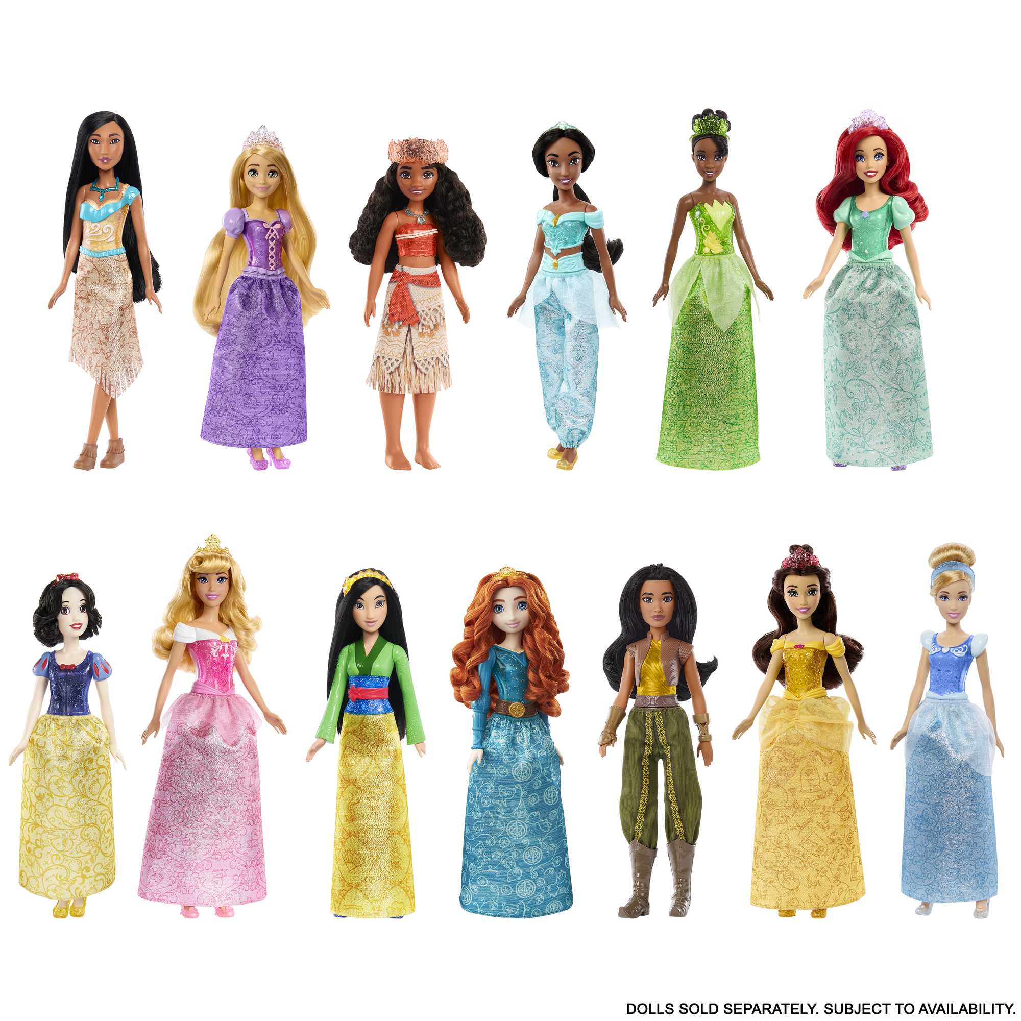 Disney Princess Fashion Dolls With Sparkling Outfits And Accessories, Inspired By Disney Movies