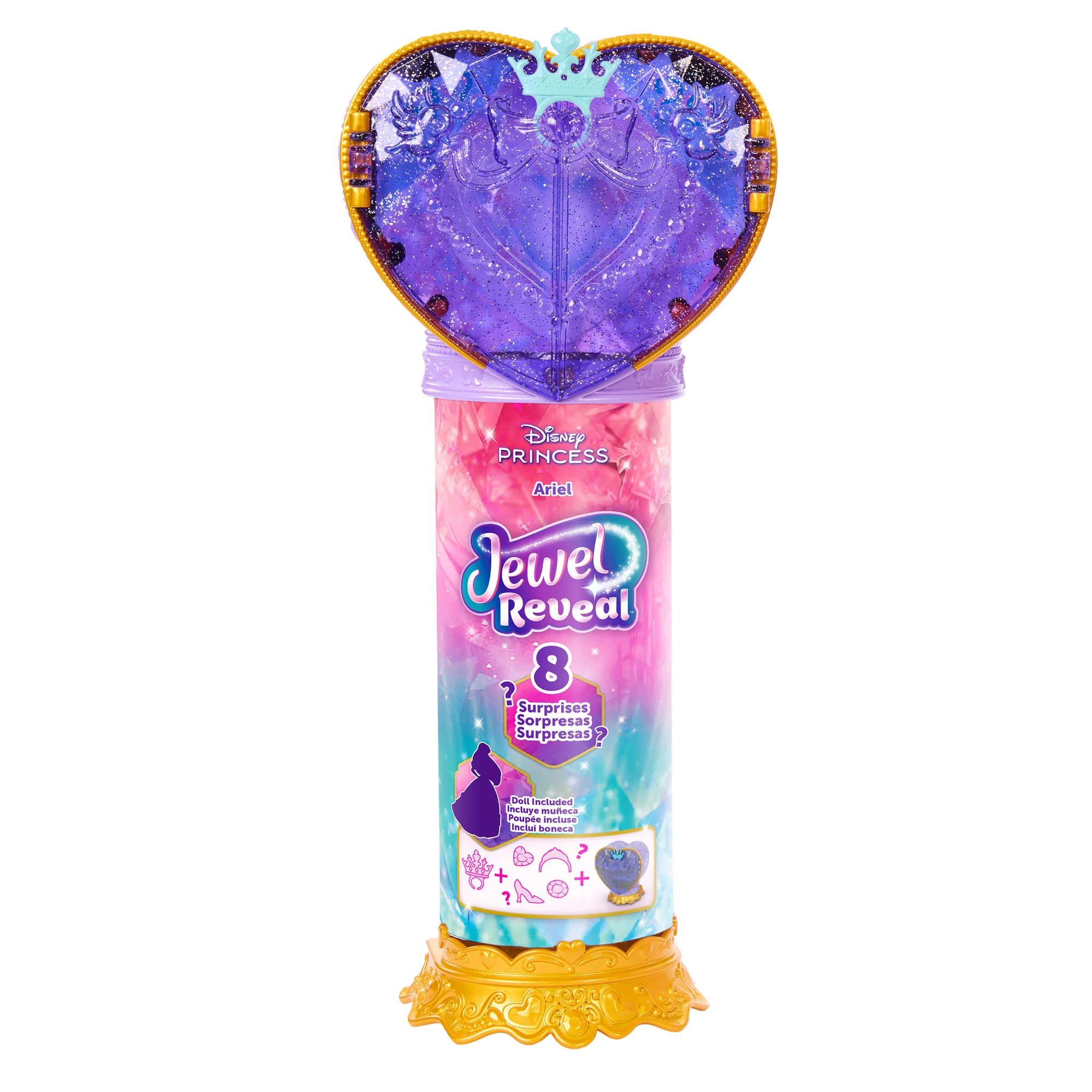 Disney Princess Jewel Reveal Lalka księżniczka Arielka i akcesoria Motyw klejnotów Zestaw Zabawka dla dzieci 3+ - Image 5