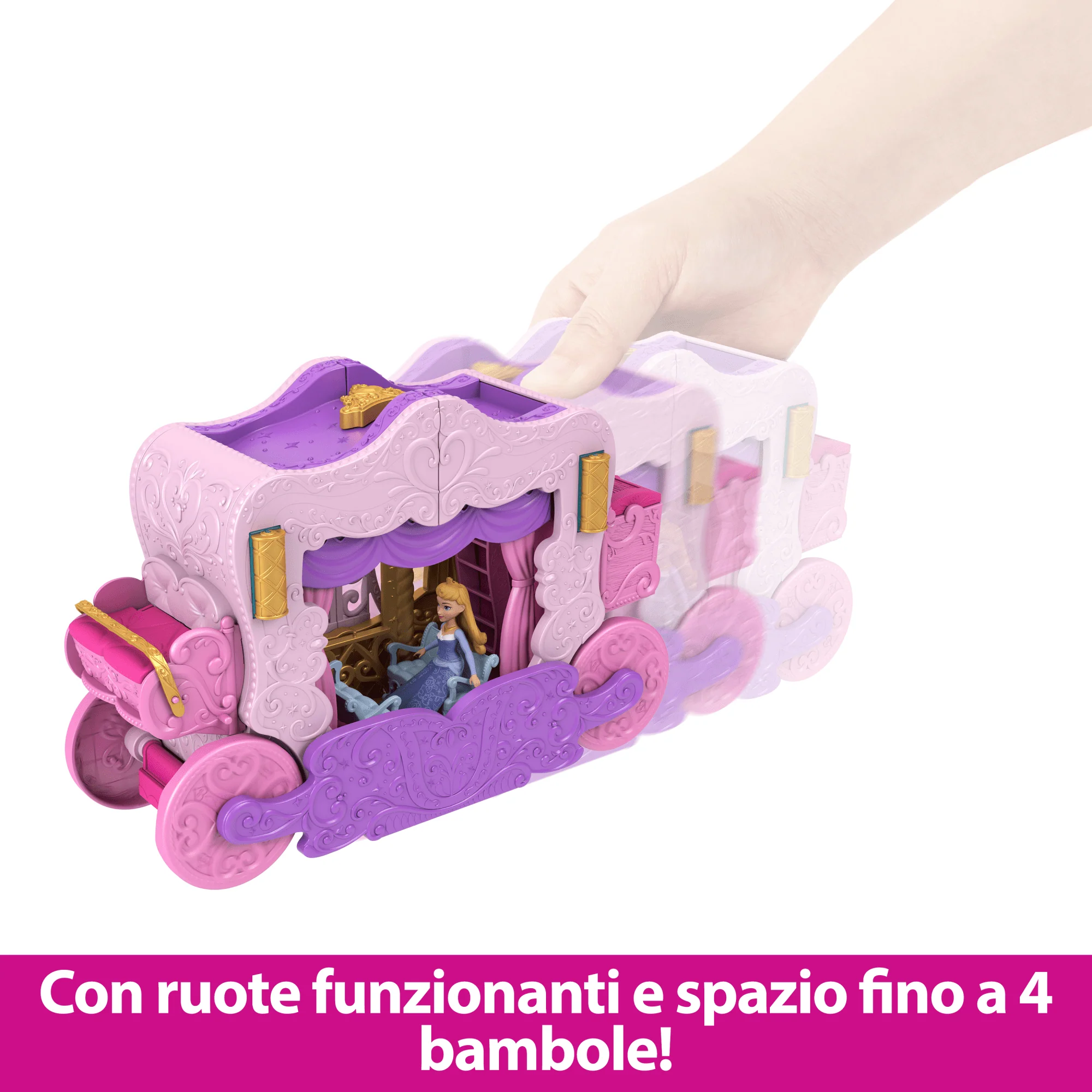Disney Princess Playset 2 in 1 Castello Carrozza Trasformabile Con Mini Bambola Di Aurora, 4 Personaggi E 3 Piani - Image 4