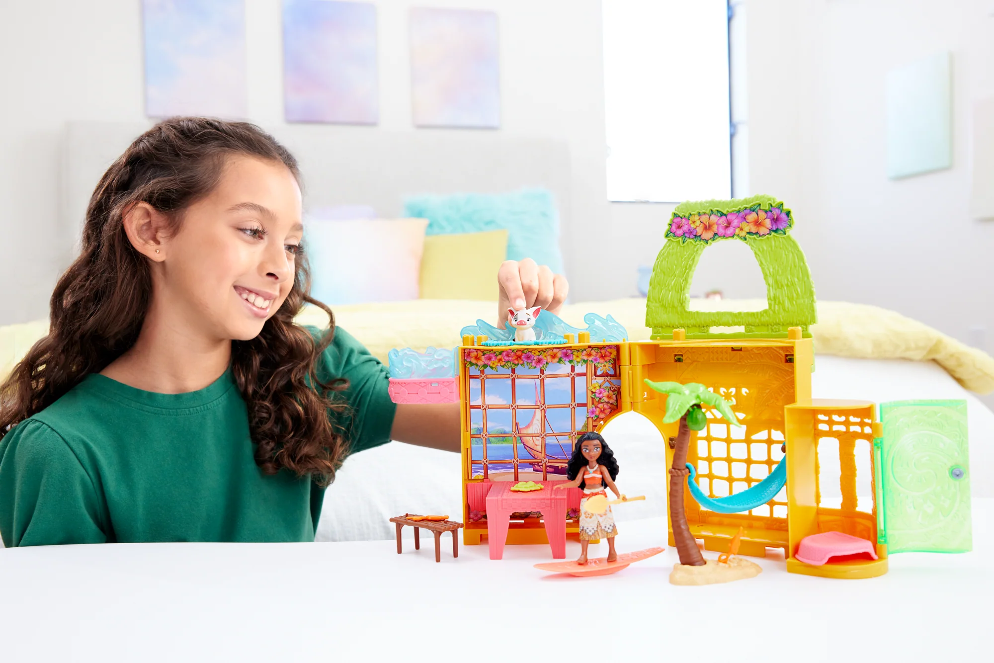 Disney Princess Moana's Island Home Stacking Doll House With Small Doll, Figures & 9 Play Pieces - Image 2