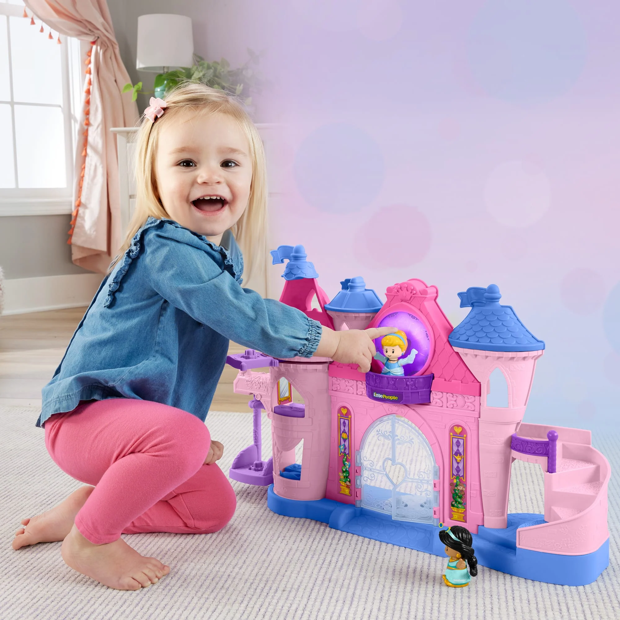 Disney Prinses, Speelset Voor Peuters Van Little People, Magisch Kasteel Met Licht En Dans, Met 2 Figuren - Image 2