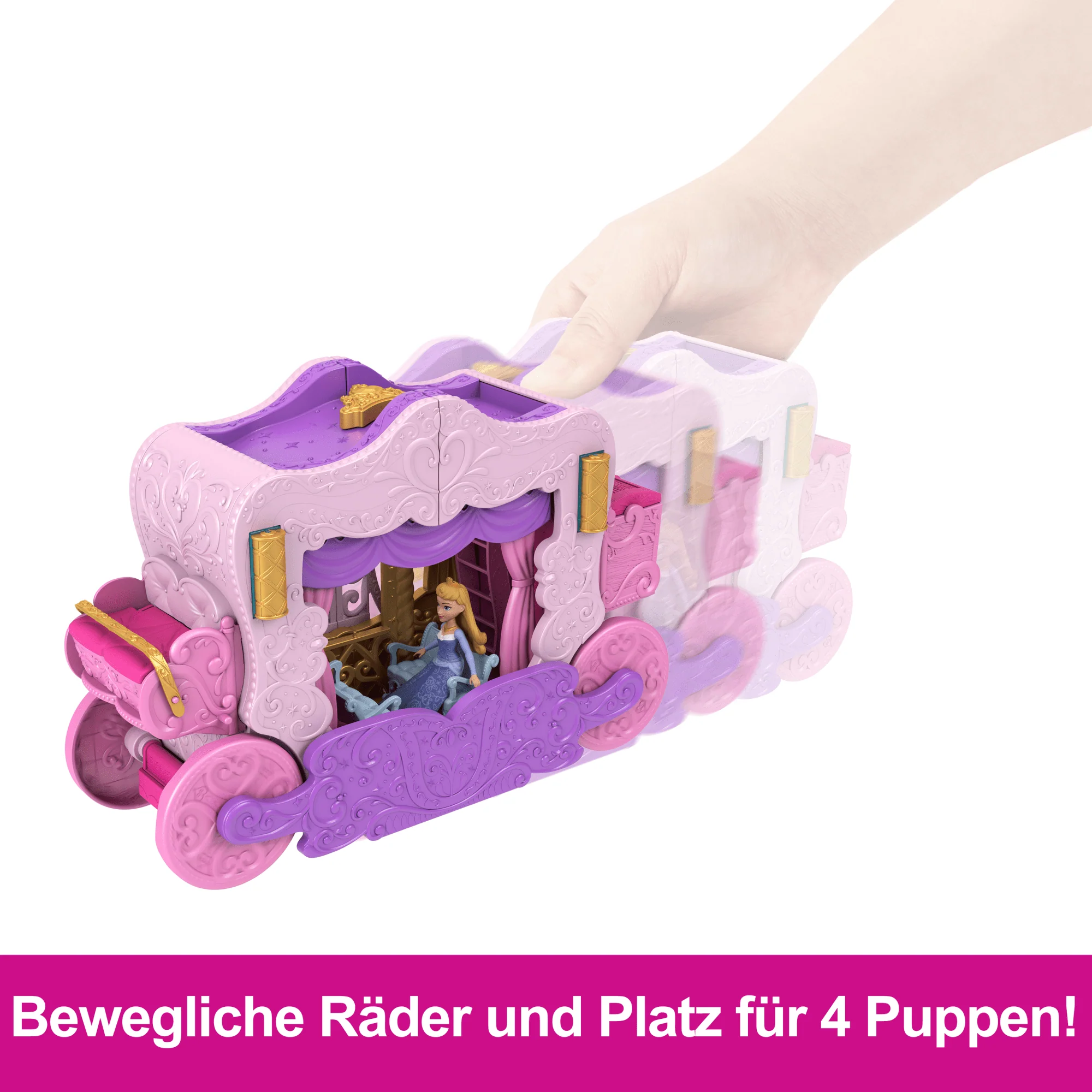 Disney Prinzessin Verwandlungs-Spielset Kutsche Zu Schloss Mit Kleiner Aurora-Puppe, 4 Figuren Und 3 Ebenen - Image 4