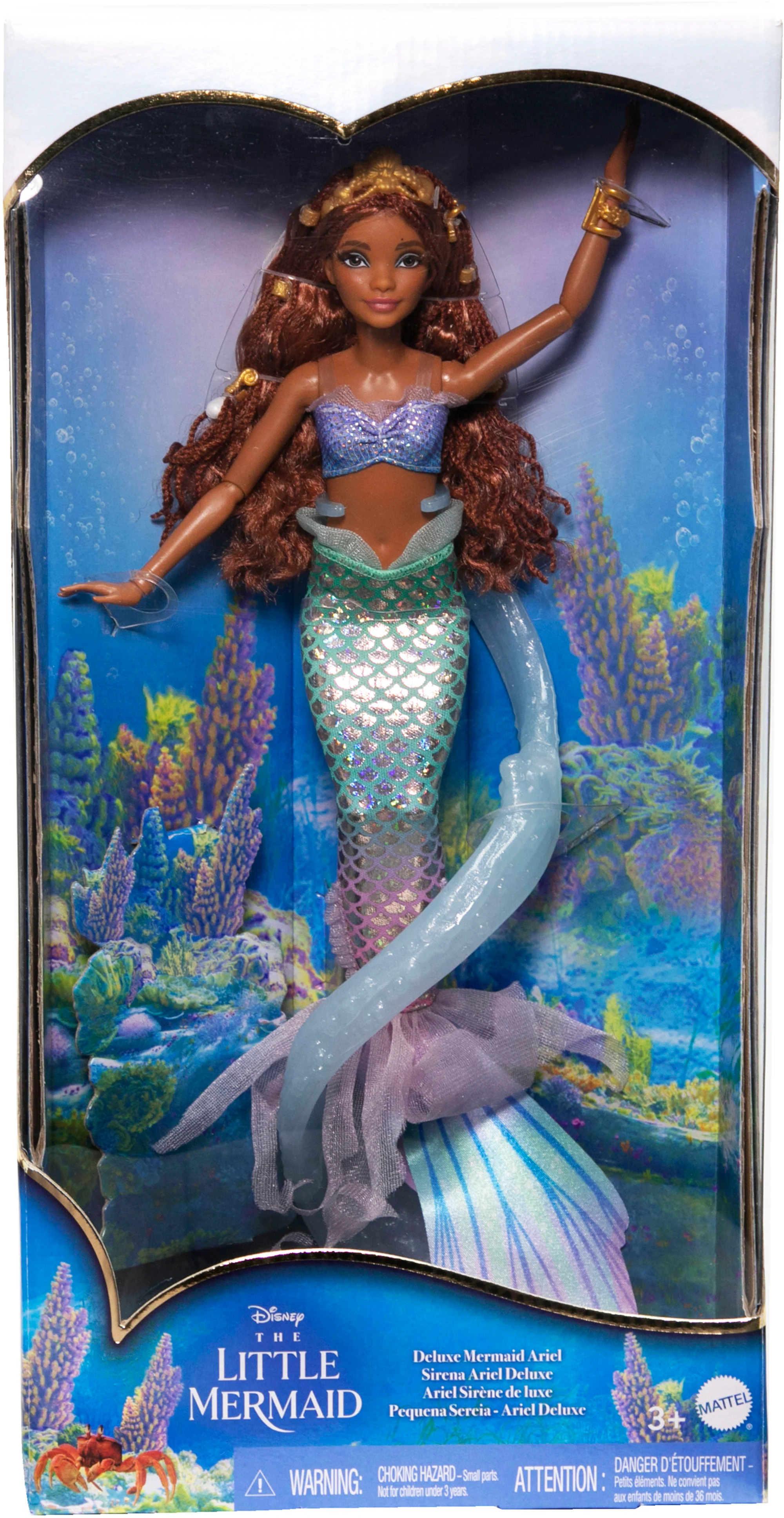 Disney The Little Mermaid Deluxe Mermaid Ariel Doll with Hair Beads and Stand - Image 6