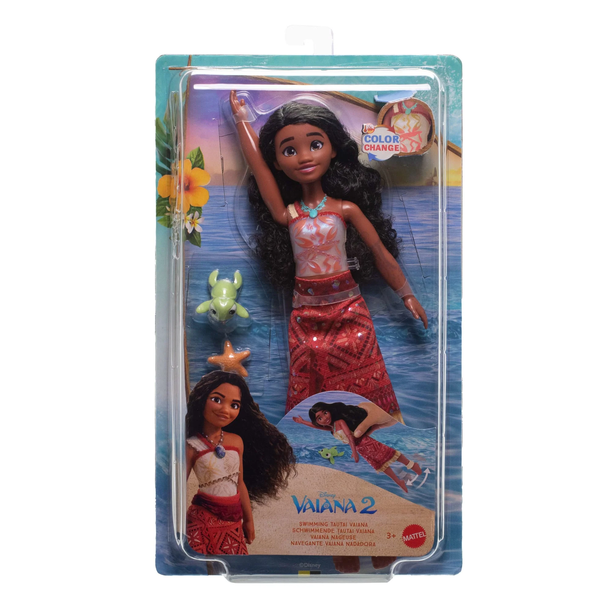 Juguetes Vaiana 2 De Disney, Muñeca De Moda Navegante Vaiana Nadadora Con 2 Accesorios Y Corpiño Que Cambia De Color - Image 6