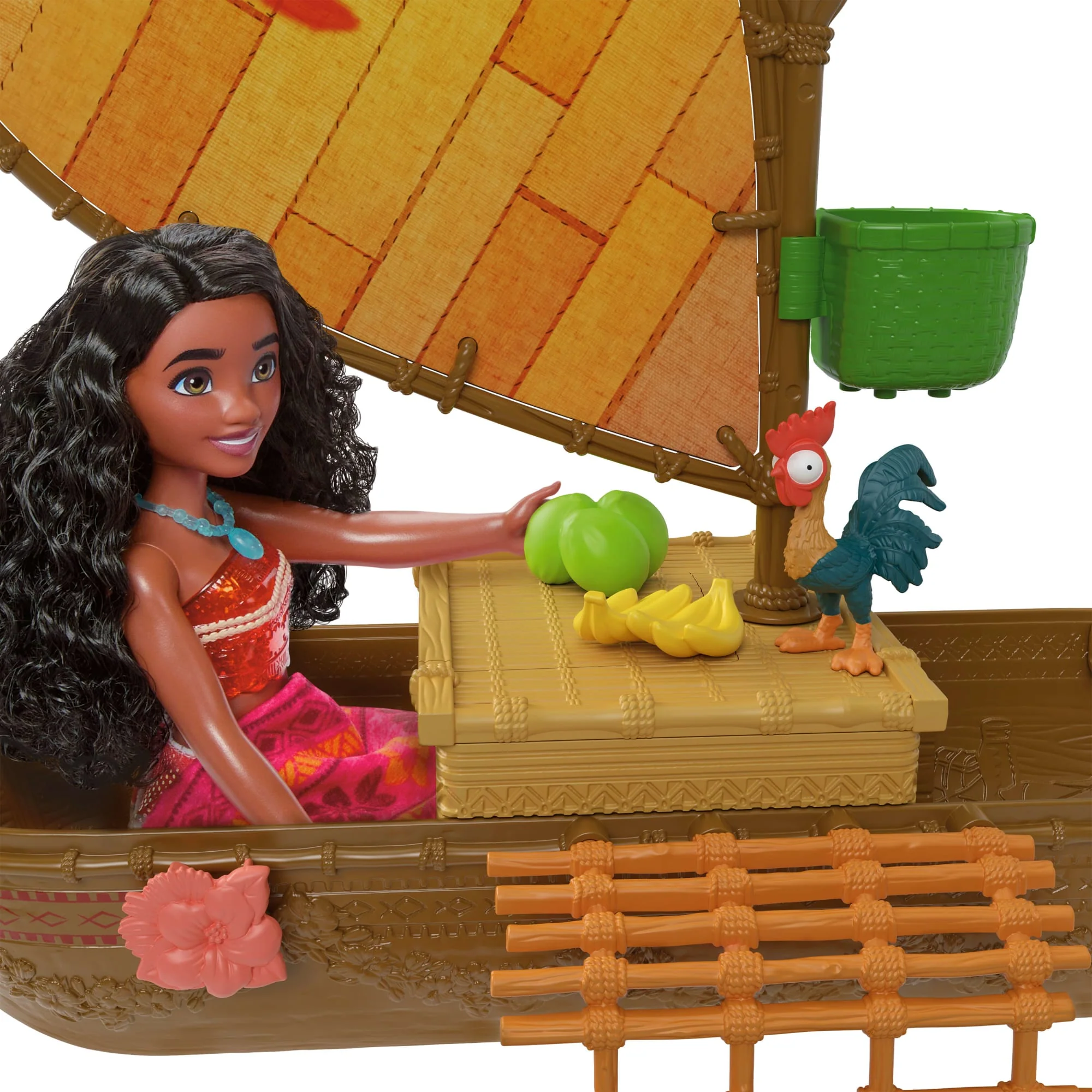 Disney Vaiana Drijvende Kano Voor De Oceaanreis, Speelset Met 5 Speelplekken, 9 Accessoires En Dierenfiguurtje - Image 6