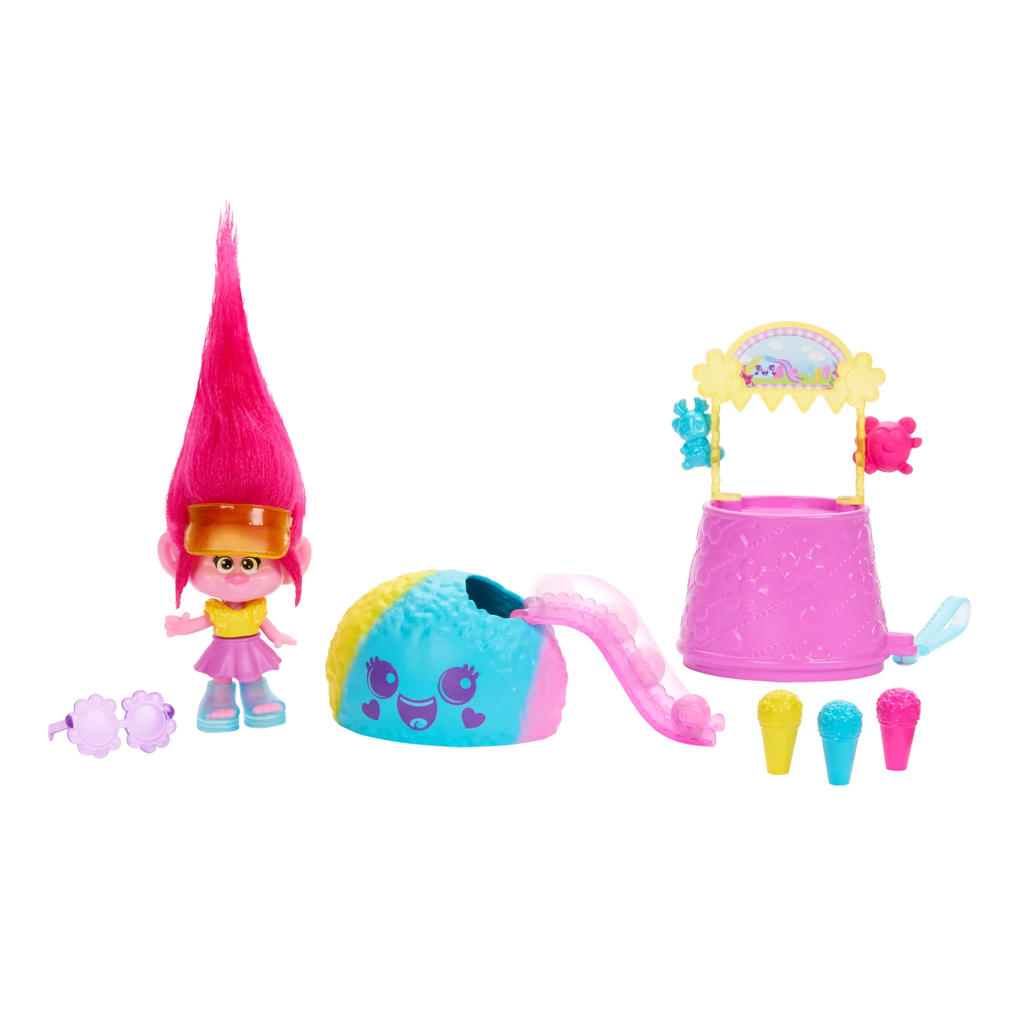 Dreamworks Trolls Fun Fair Surprise Fairfest Queen Poppy Small Doll & 10 Accessories - Image 3