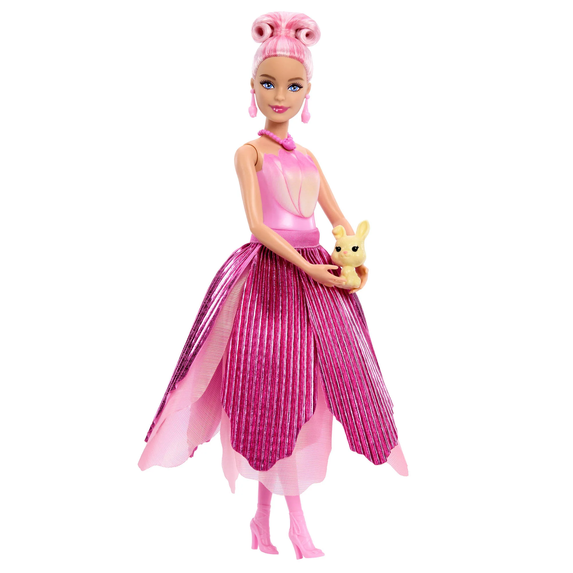 Duftende Barbie Petal Pop Modepuppe Mit Rosa Tulpenkleid, Überraschungs-Zubehörteilen Wie Ein Häschen Und Mehr - Image 5