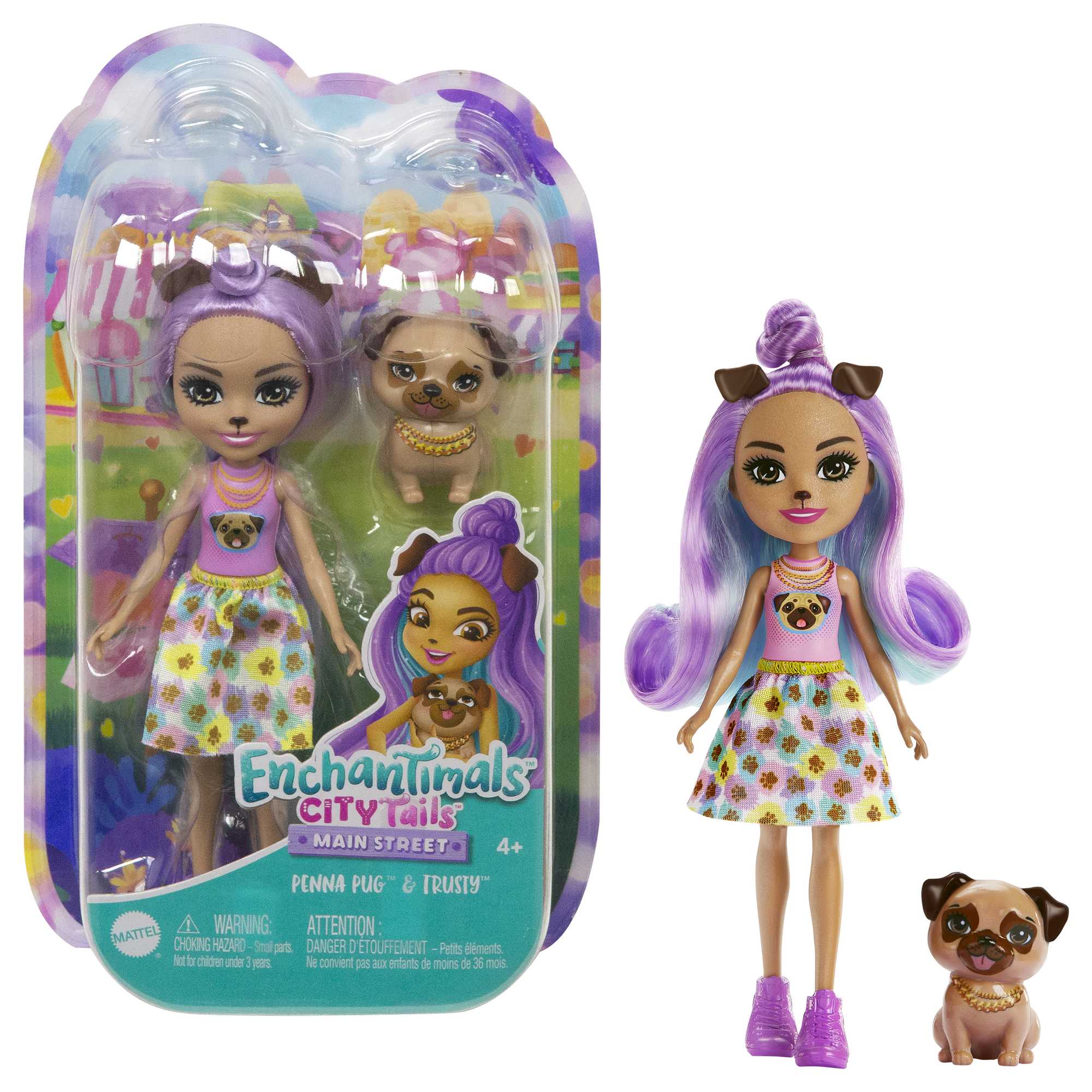 Enchantimals City Tails Main Street Penna Pug & Trusty Doll