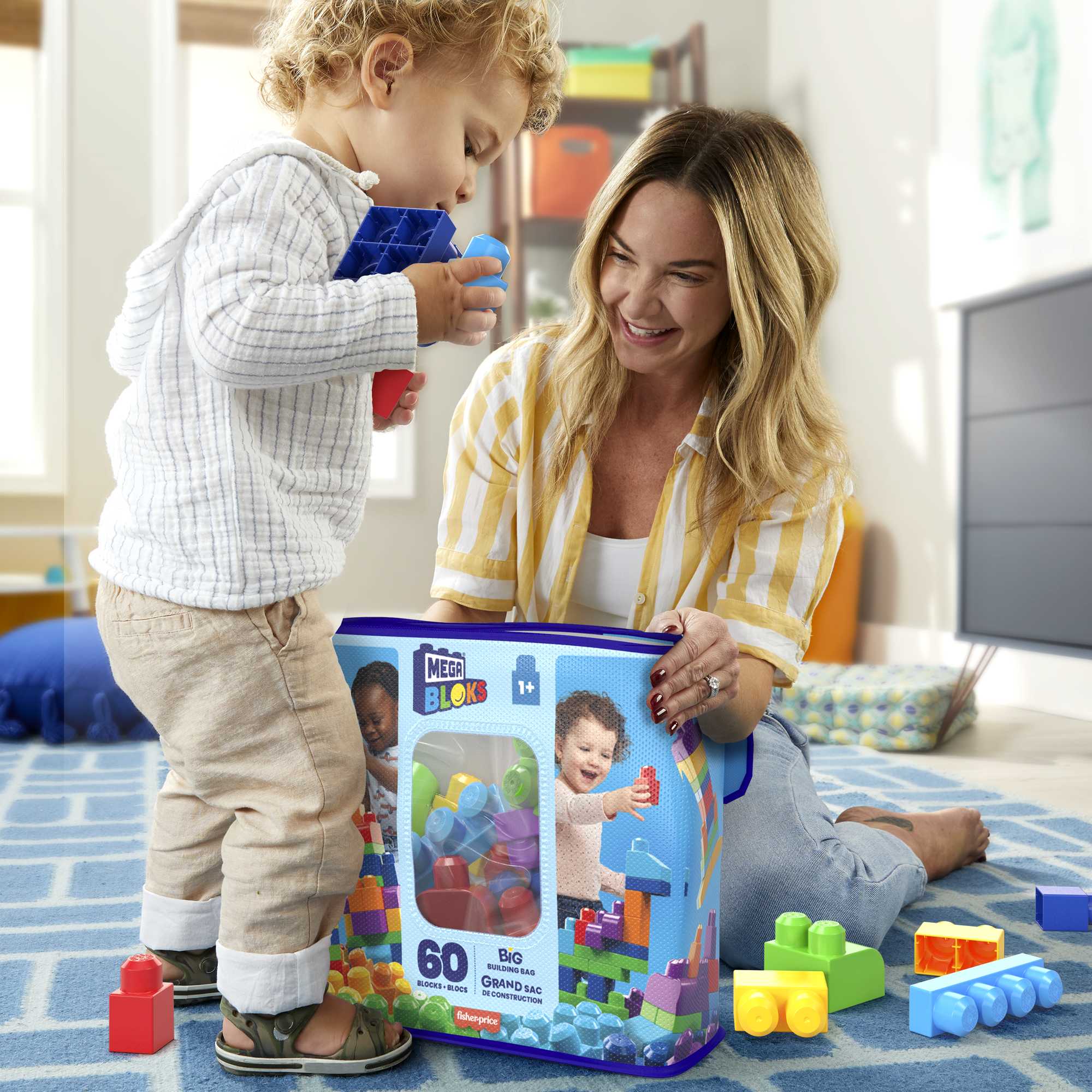 MEGA BLOKS First Builders Big Building Bag Toy Blocks With Storage Bag (60 Pieces) For Toddler - Image 5