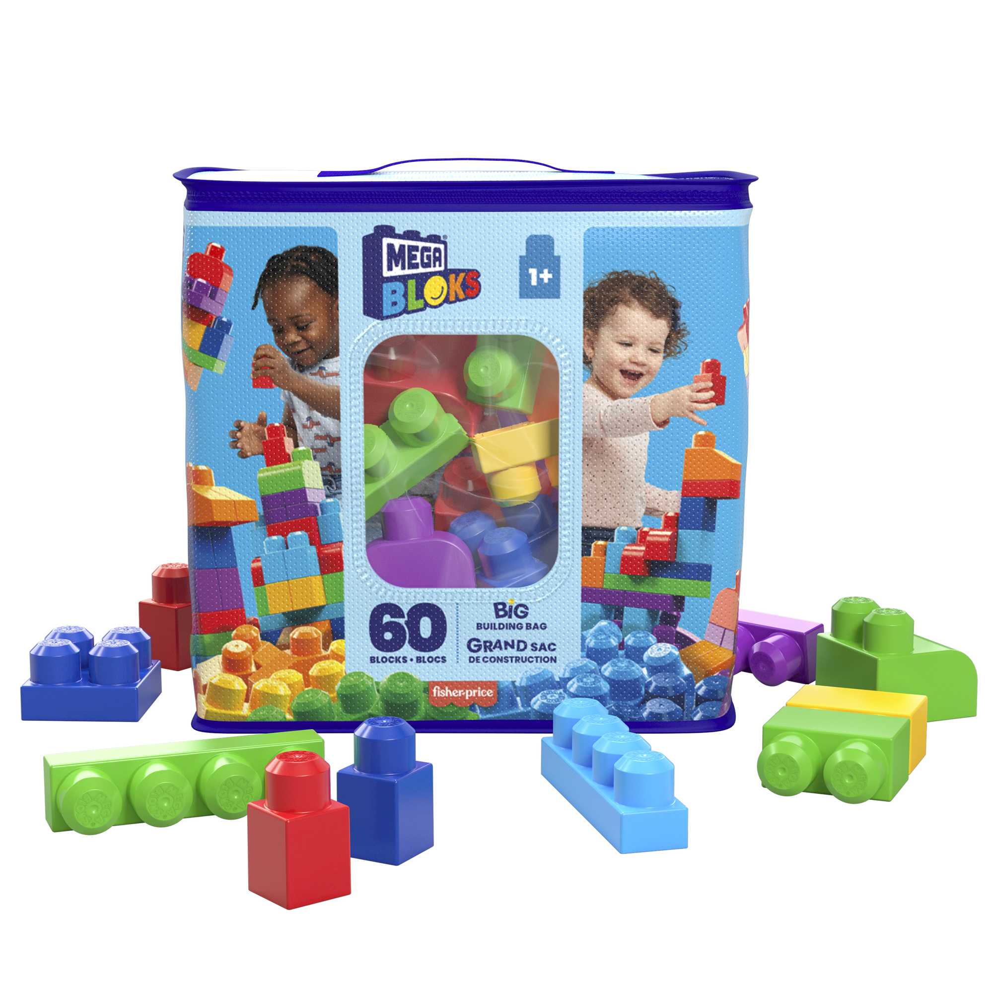 Mega Bloks Big Building Bag Building Set With 60 Big Building Blocks