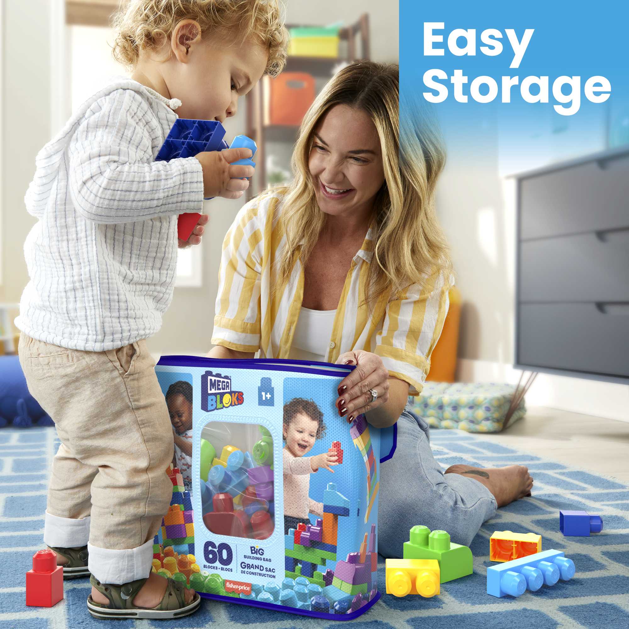 Mega Bloks Big Building Bag Building Set With 60 Big Building Blocks - Image 5