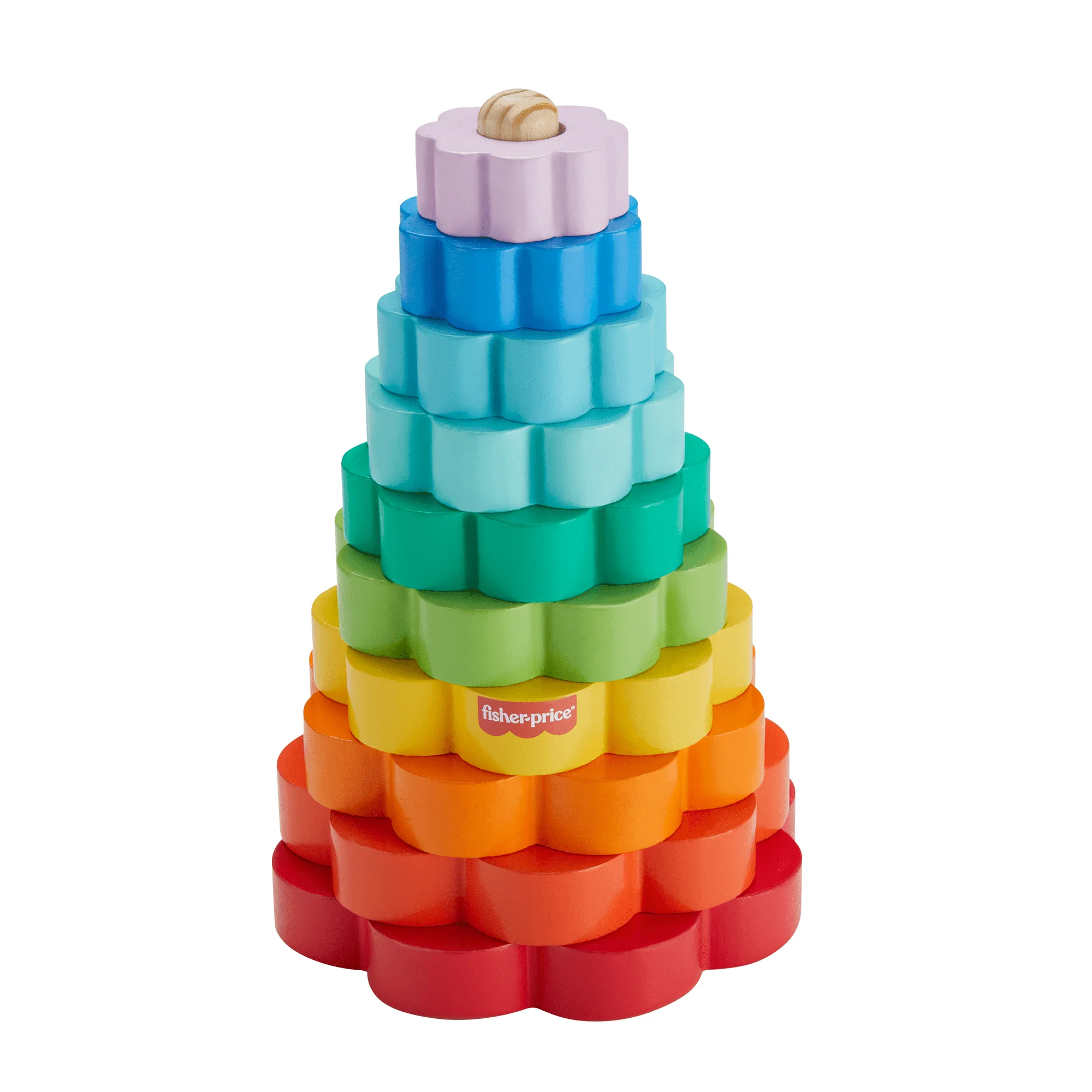 Fisher-Price Ξύλινη Πυραμίδα Παιχνίδι Λεπτής Κινητικότητας, 10 Ξύλινα Κομμάτια