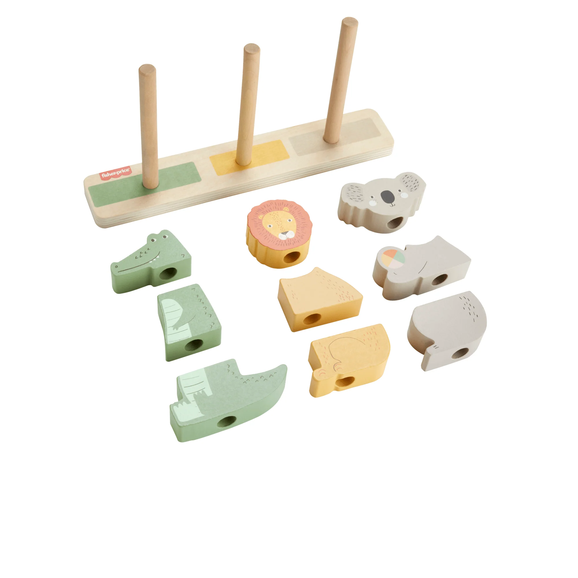 Fisher-Price Ξύλινα Ζωάκια Παιχνίδι Για Μωρά Και Νήπια, 10 Ξύλινα Κομμάτια - Image 5