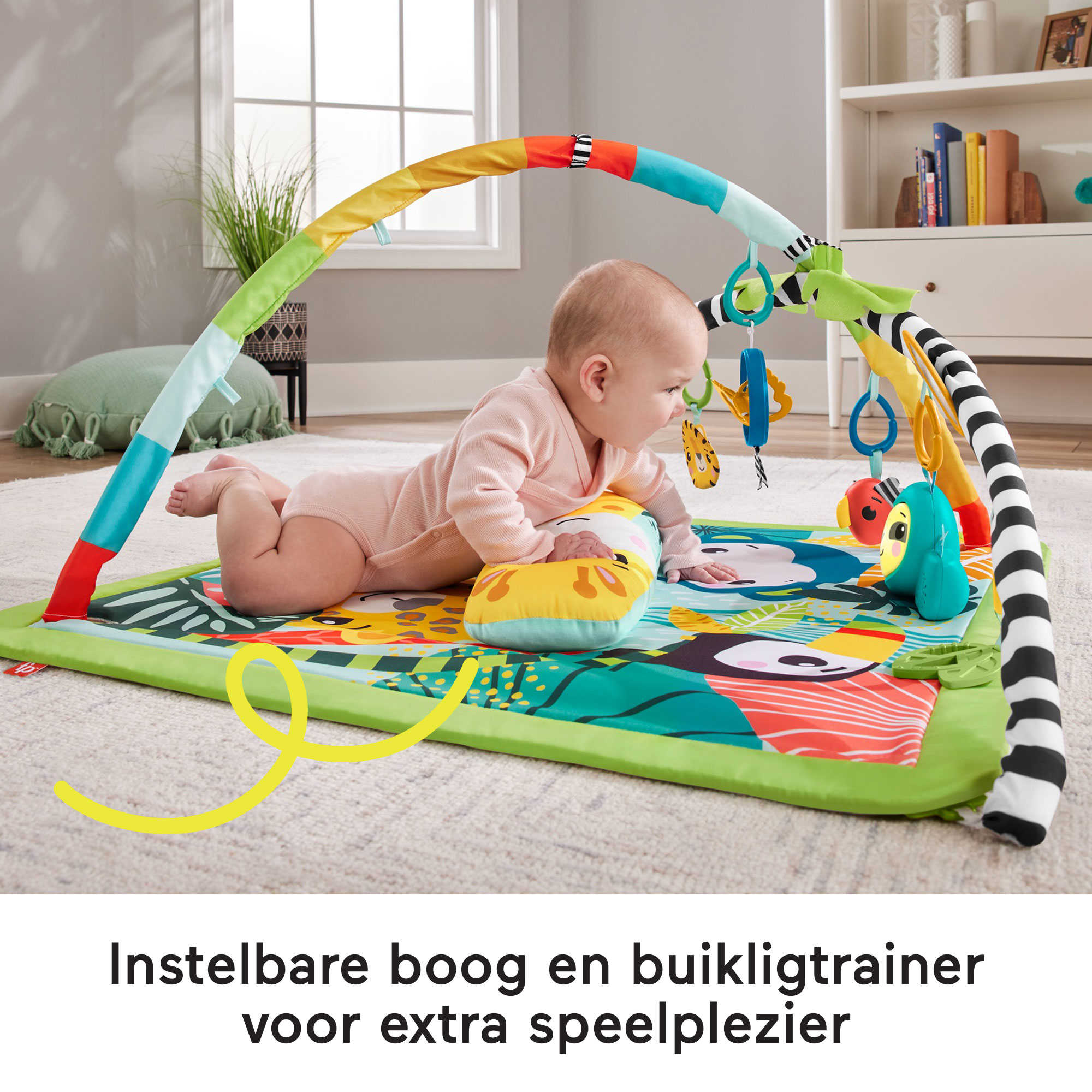 Fisher-Price 3-In-1 Regenwoud Babygym Met Buikligtrainer En 6 Babyspeeltjes, Van Baby Tot Peuter - Image 3