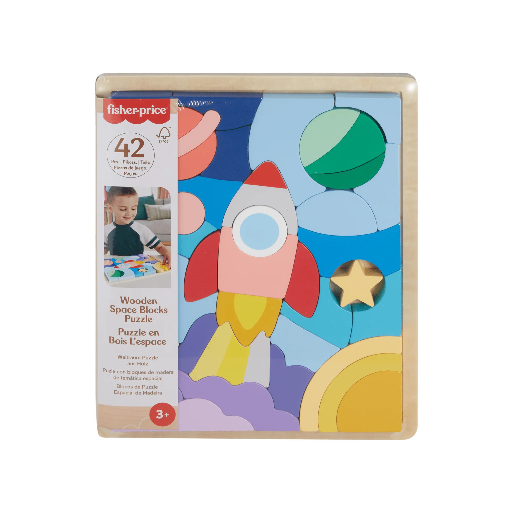 Fisher-Price Ξύλινο Παζλ Διάστημα Για Παιδιά Προσχολικής Ηλικίας, 42 Ξύλινα Κομμάτια - Image 6