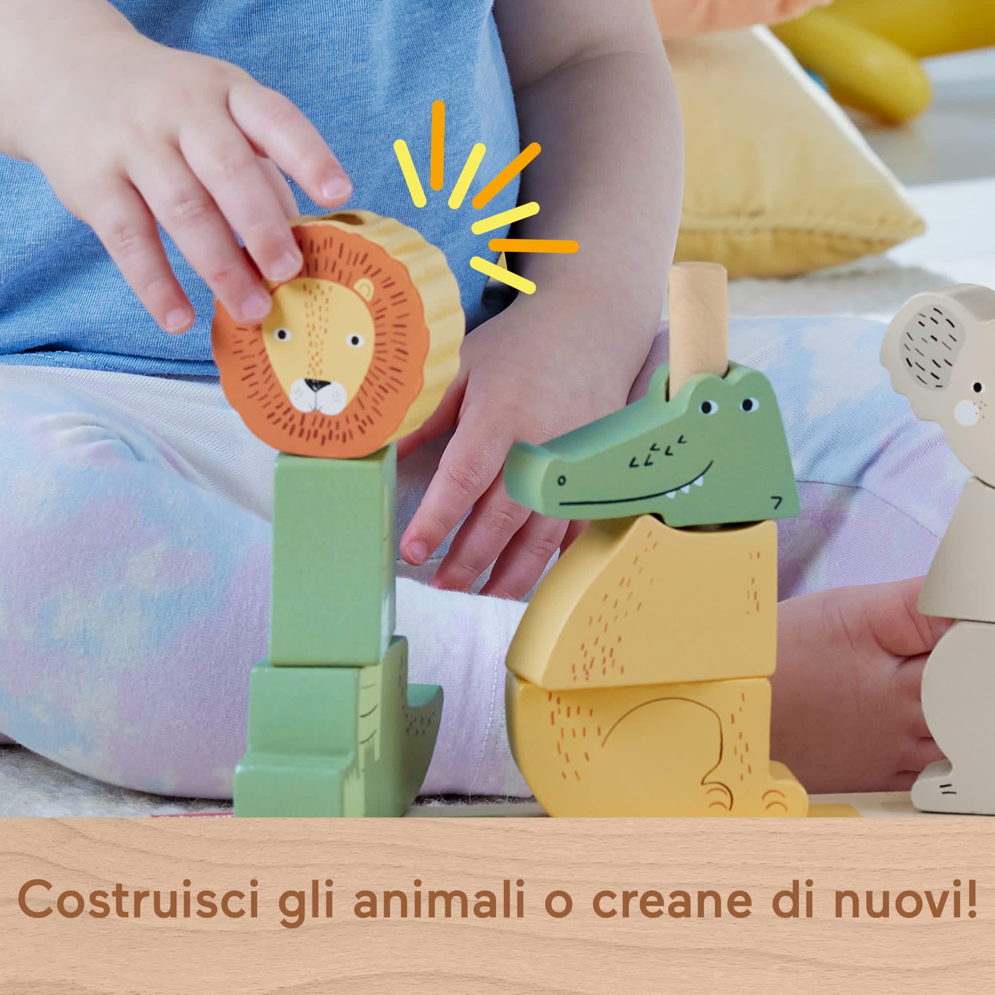 Fisher-Price Animali In Legno Da Impilare, Giocattolo Per Neonati E Bimbi Piccoli, 10 Pezzi - Image 3