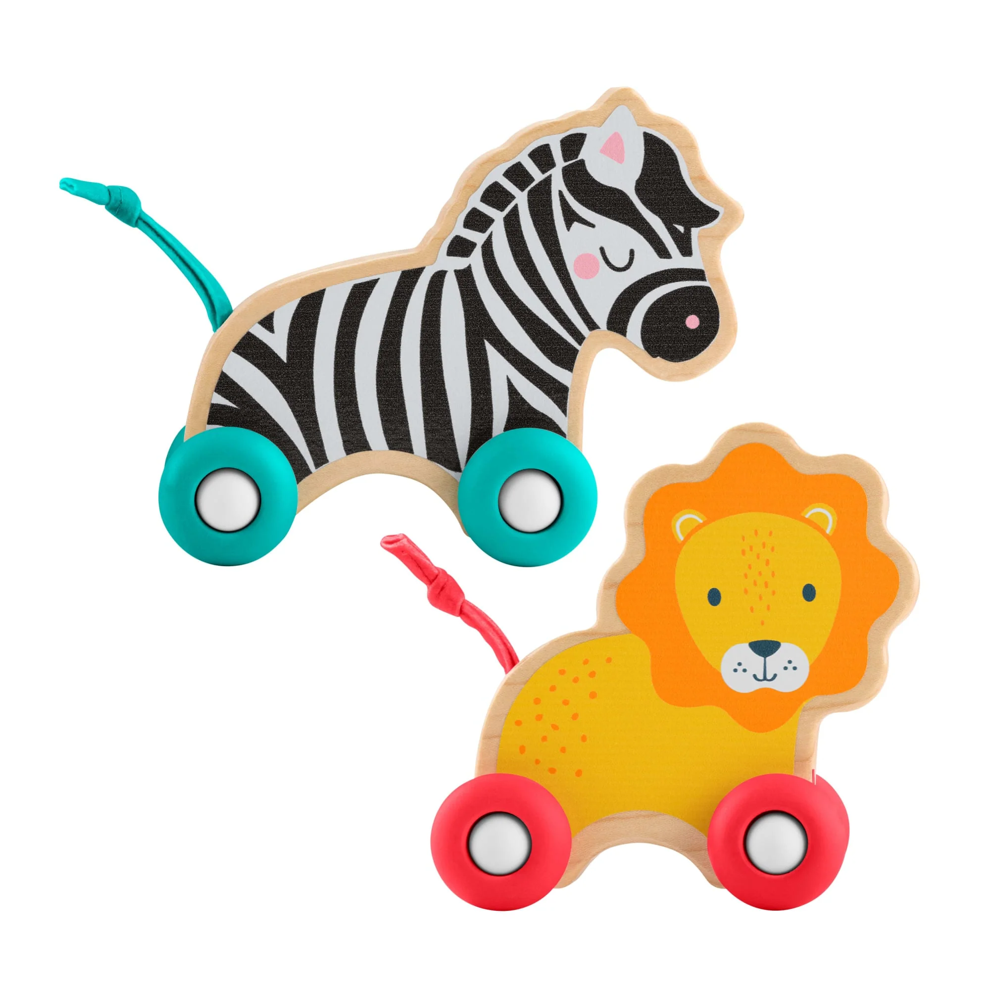 Fisher-Price-Animaux À Pousser En Bois-Véhicules Lion Et Zèbre - Image 4