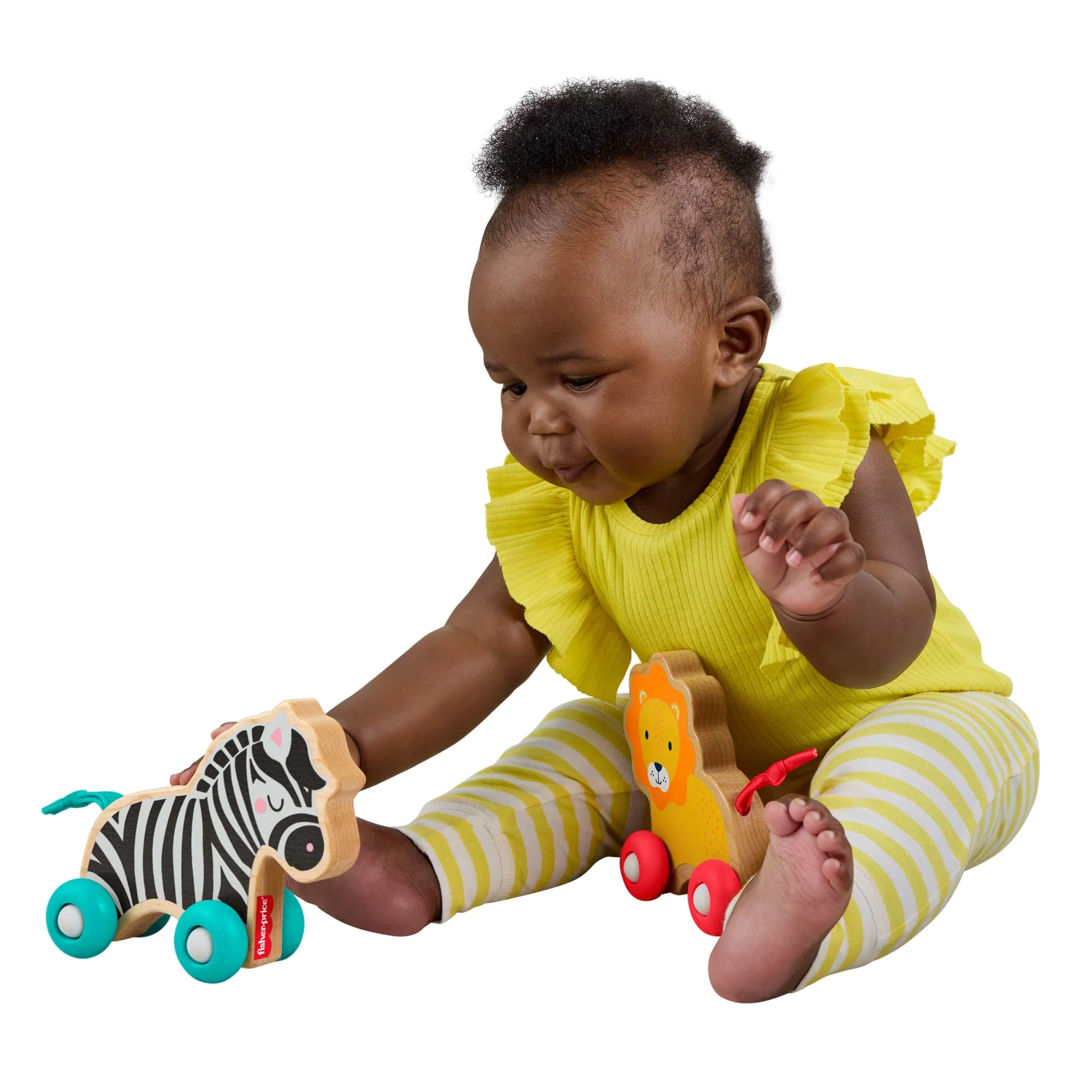 Fisher-Price-Animaux À Pousser En Bois-Véhicules Lion Et Zèbre - Image 5