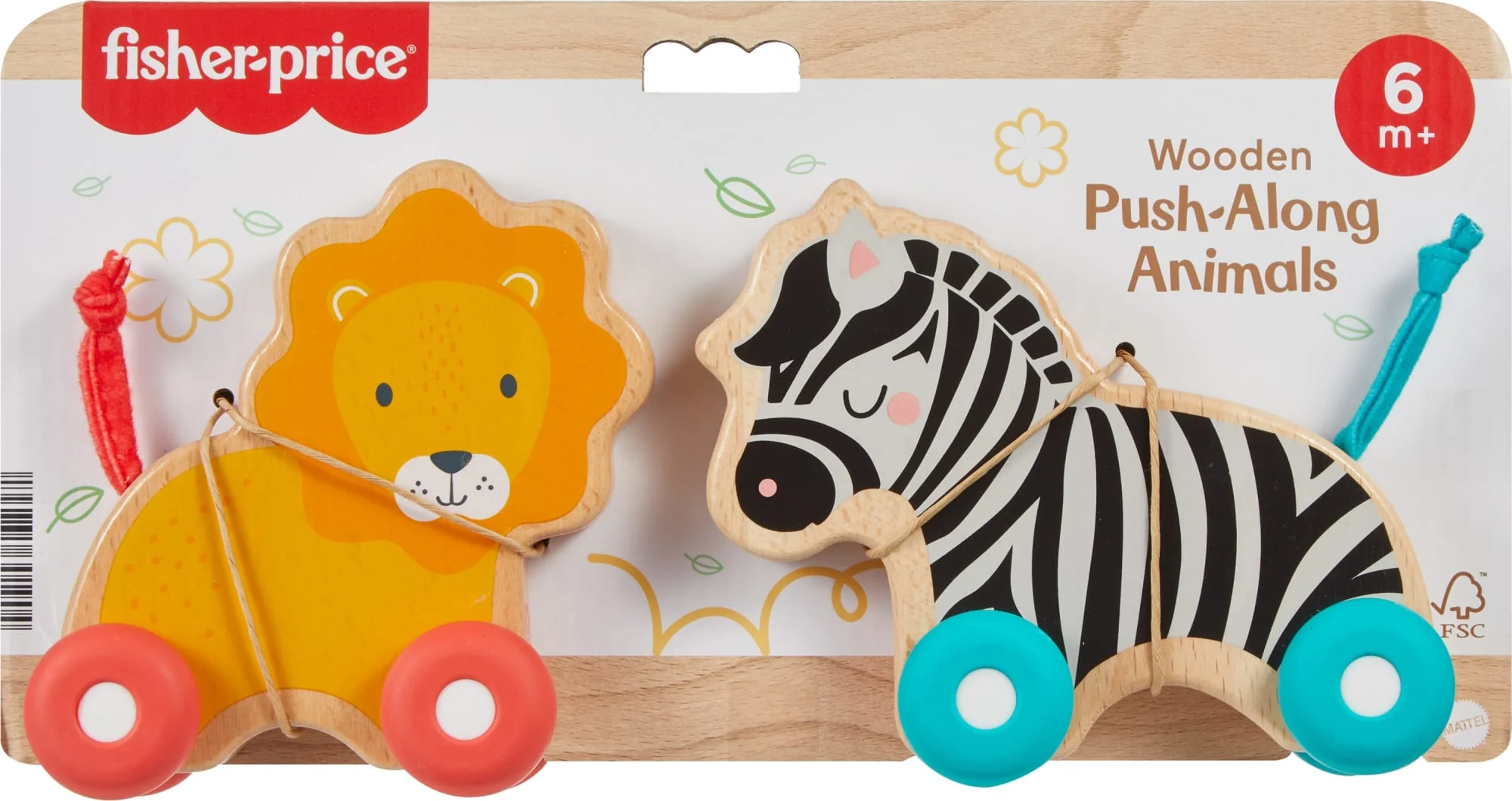 Fisher-Price-Animaux À Pousser En Bois-Véhicules Lion Et Zèbre - Image 6