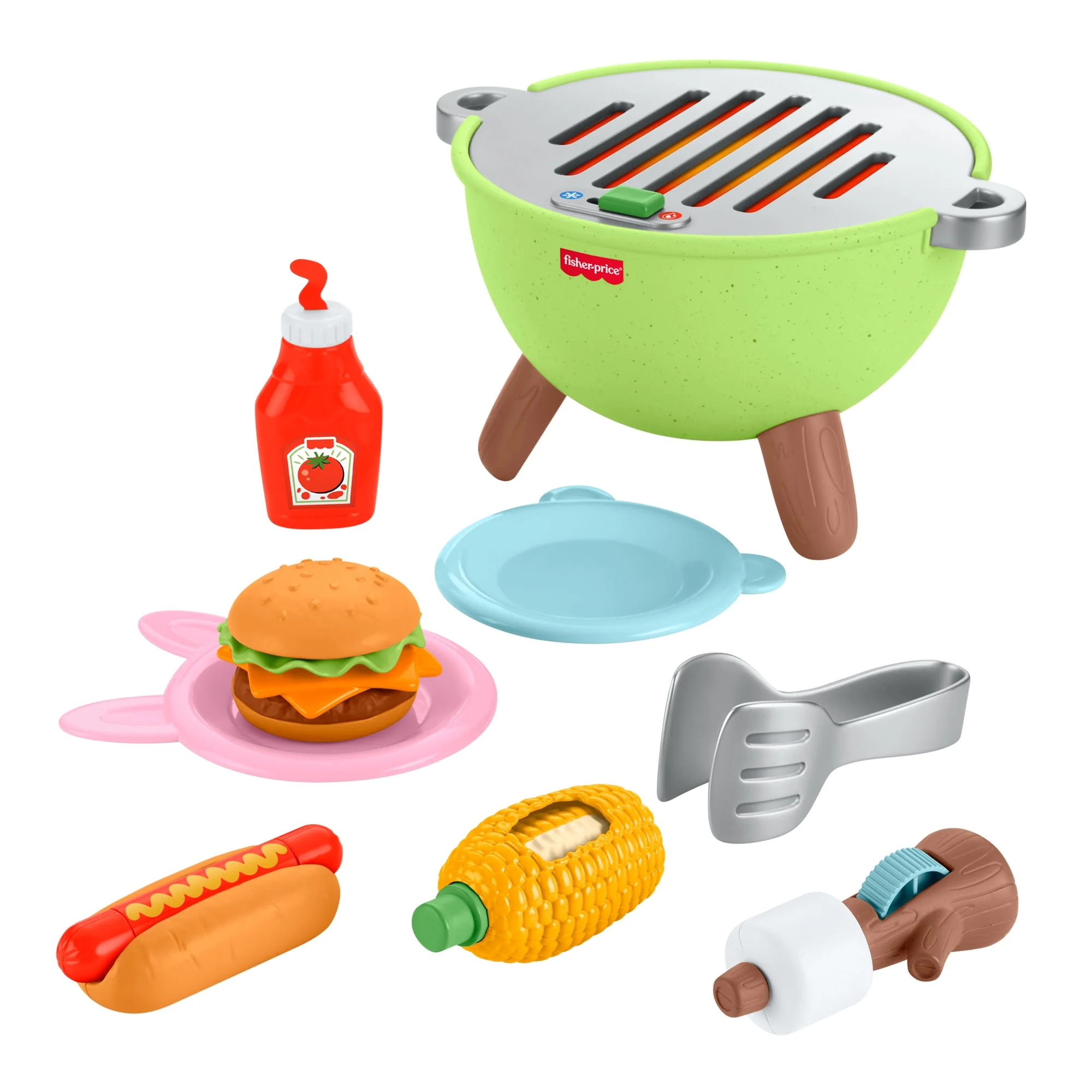 Conjunto Barbacoa De Actividades Del Bosque De La Amistad De Fisher-Price, Juego De Imitación Para Niños Pequeños, 14 Piezas