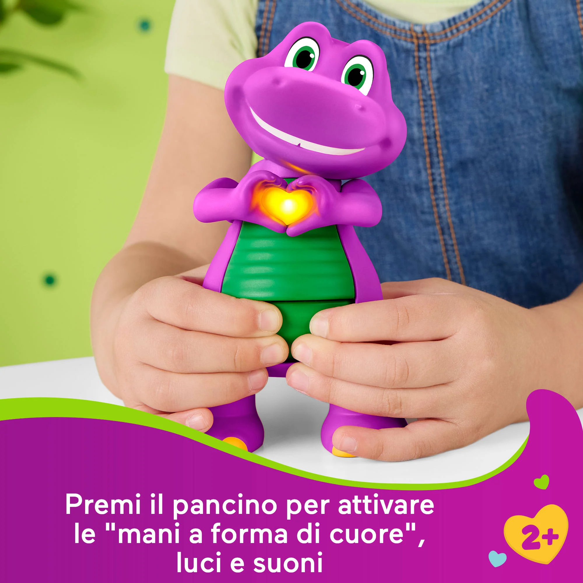 Fisher-Price Il Mondo Di Barney, Personaggio Barney Con Mani A Cuore Con Luci E Suoni, Per Bambini - Image 2