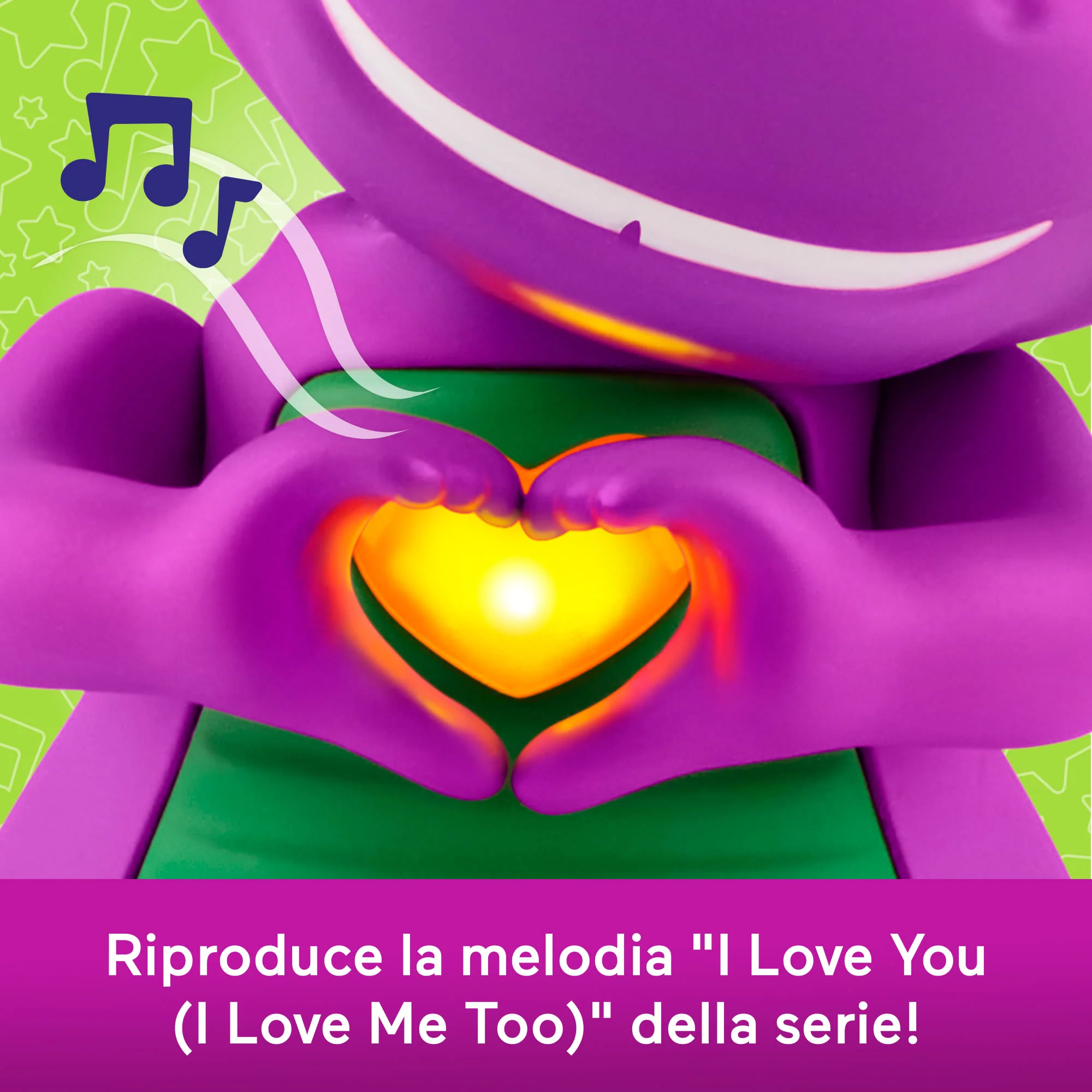Fisher-Price Il Mondo Di Barney, Personaggio Barney Con Mani A Cuore Con Luci E Suoni, Per Bambini - Image 4