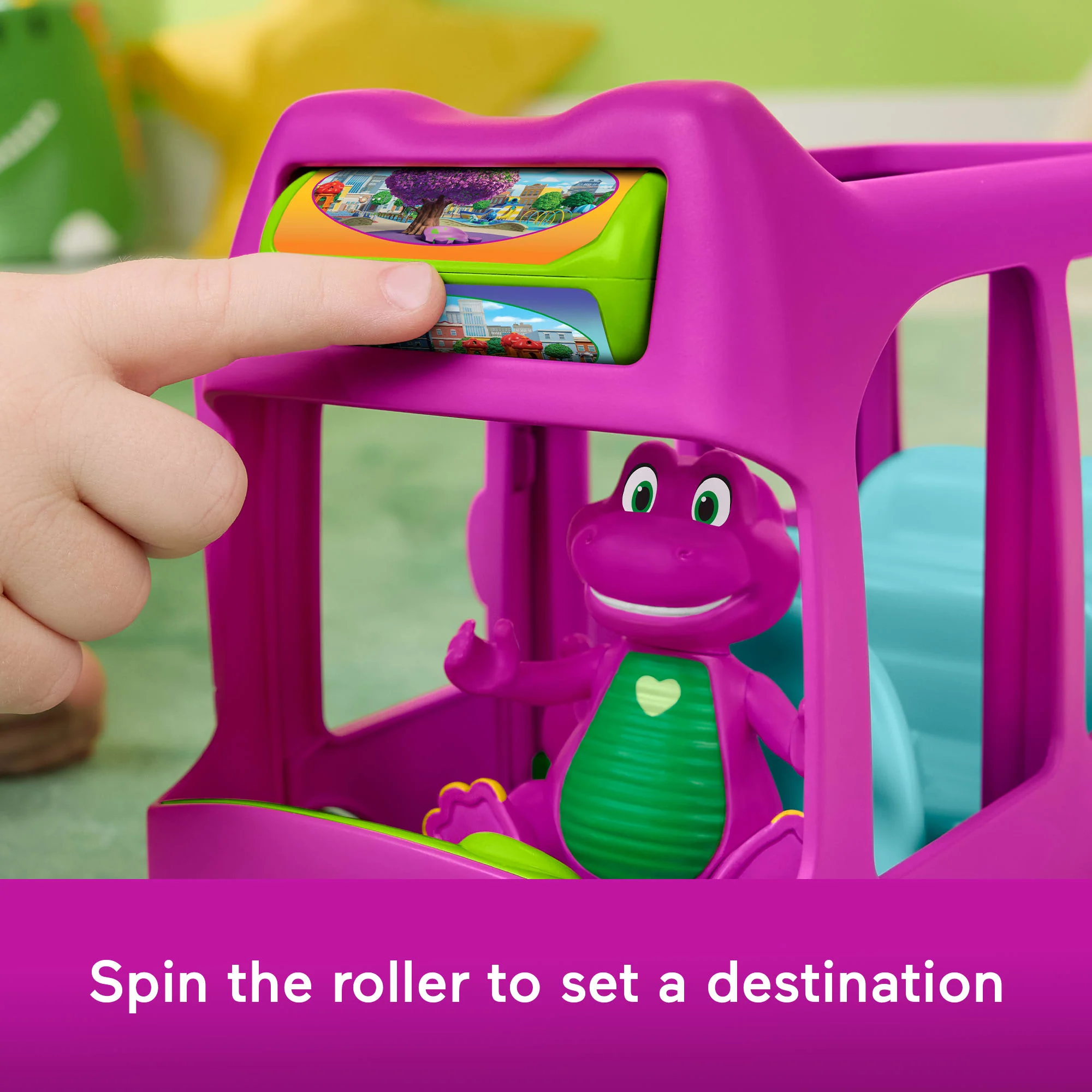 Fisher-Price Barney's World Adventure Bus Push-Along Toy & Barney Figure For Kids, 2 Pieces - Image 3