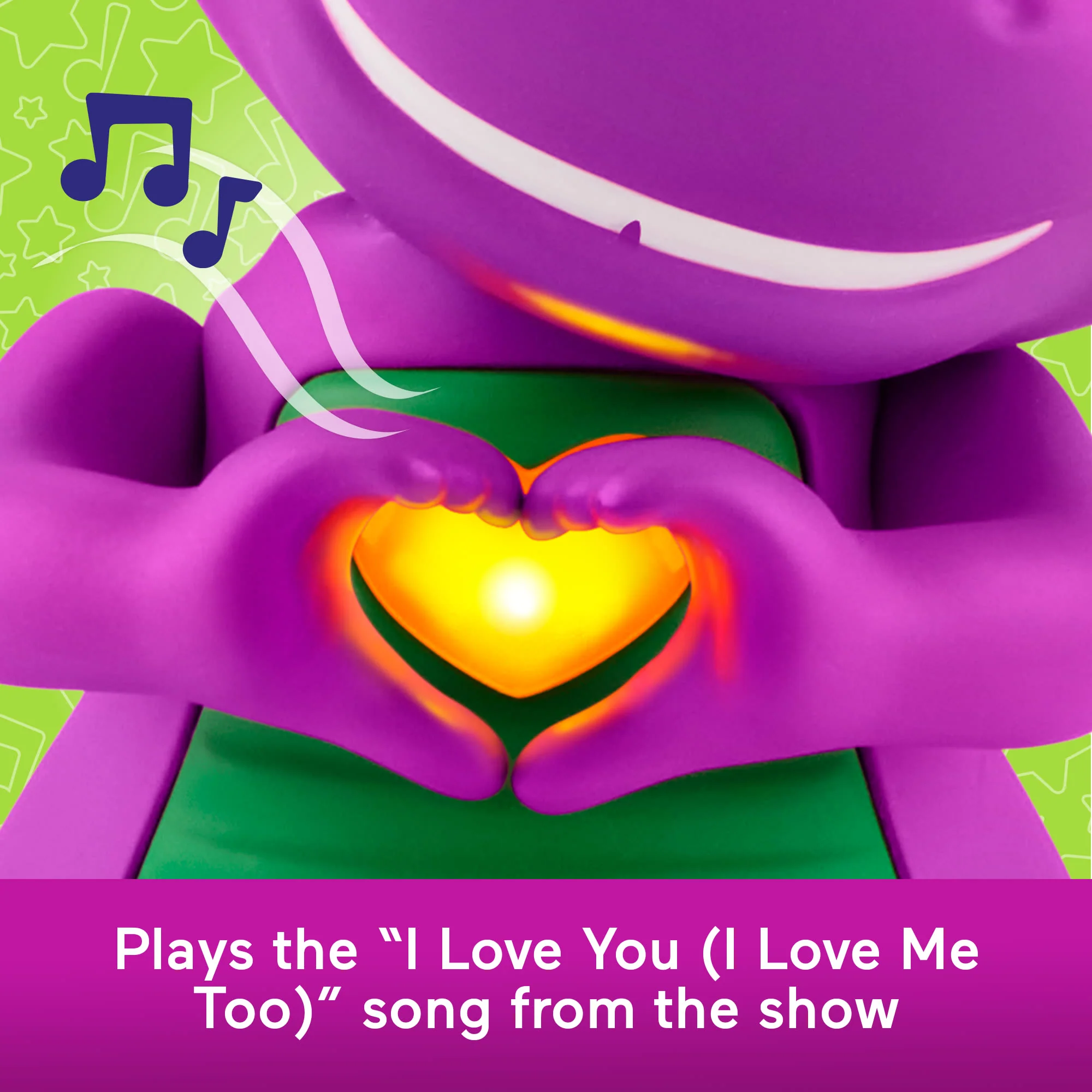 Fisher-Price Barney's World Heart Hands Barney Toy Figure With Music & Lights For Kids - Image 3