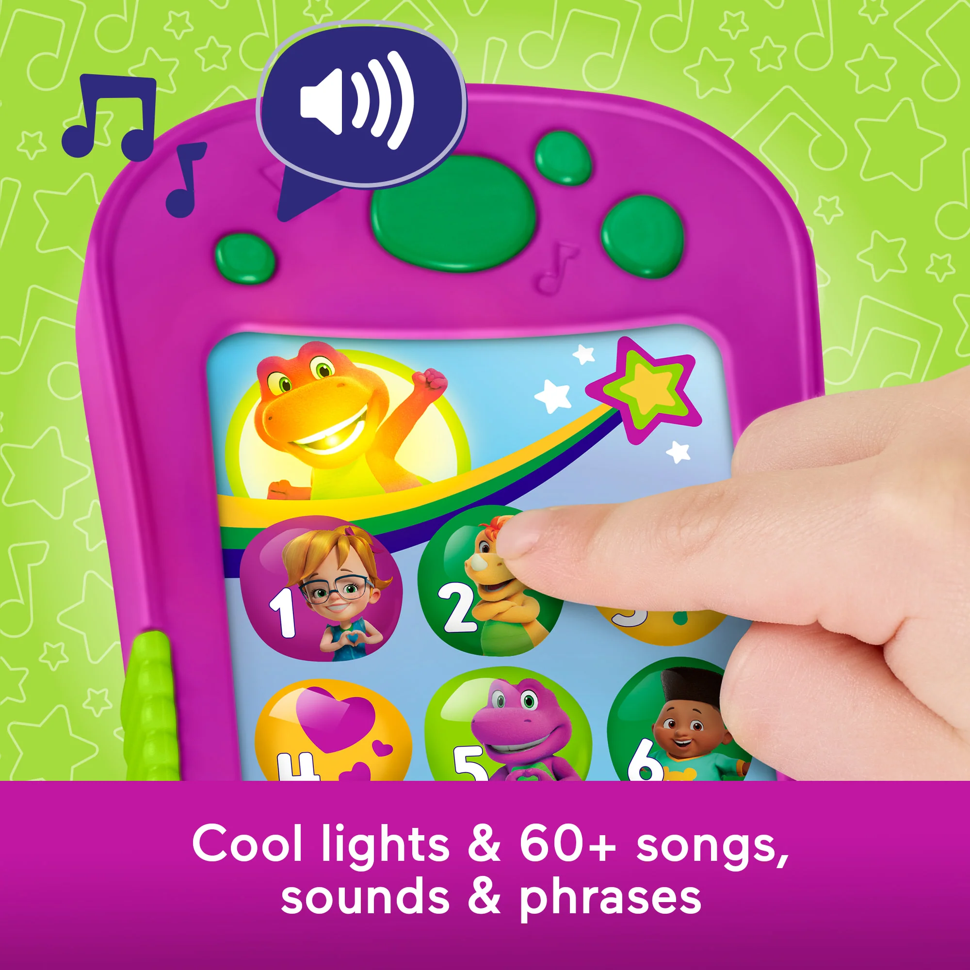Fisher-Price Barney's World Hey Barney Phone Musical Toddler Toy With Lights For Kids, Multilanguage Version - Image 3