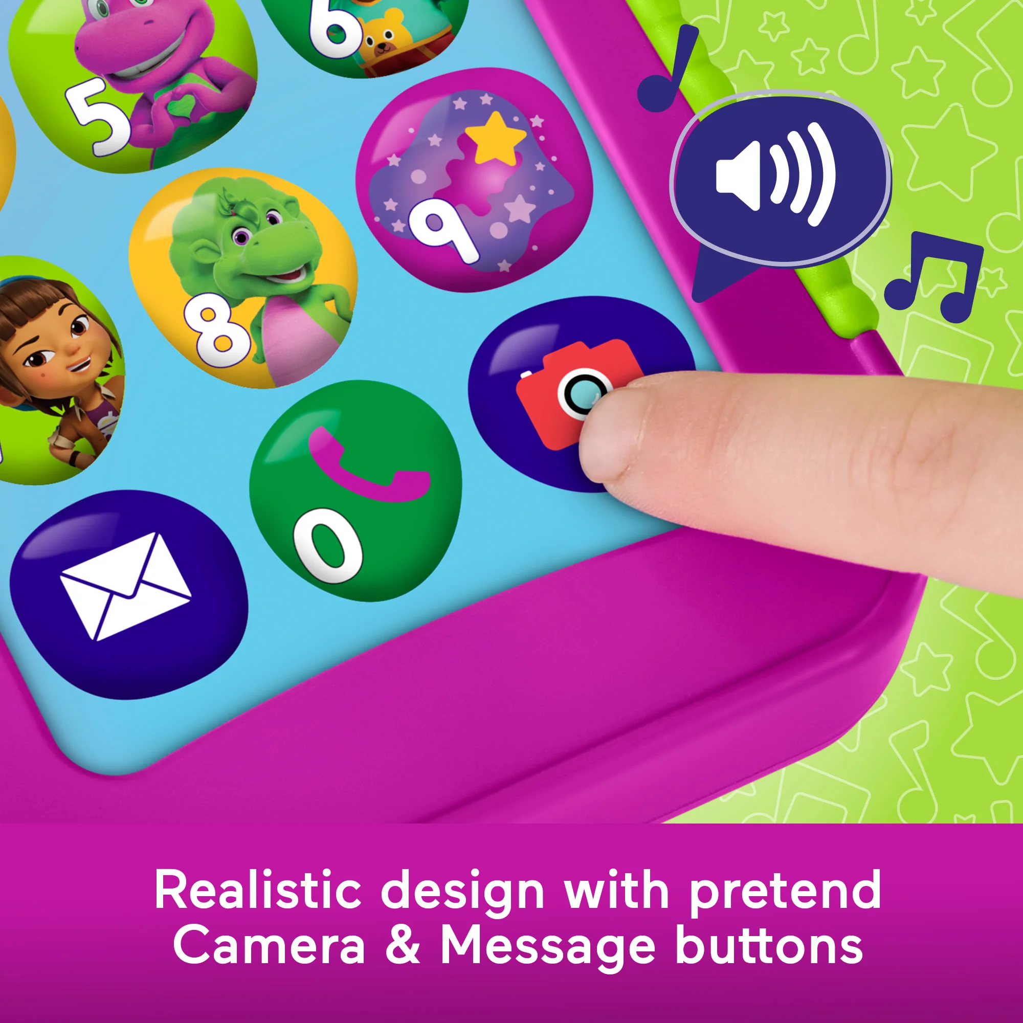 Fisher-Price Barney's World Hey Barney Phone Musical Toddler Toy With Lights For Kids, Multilanguage Version - Image 4