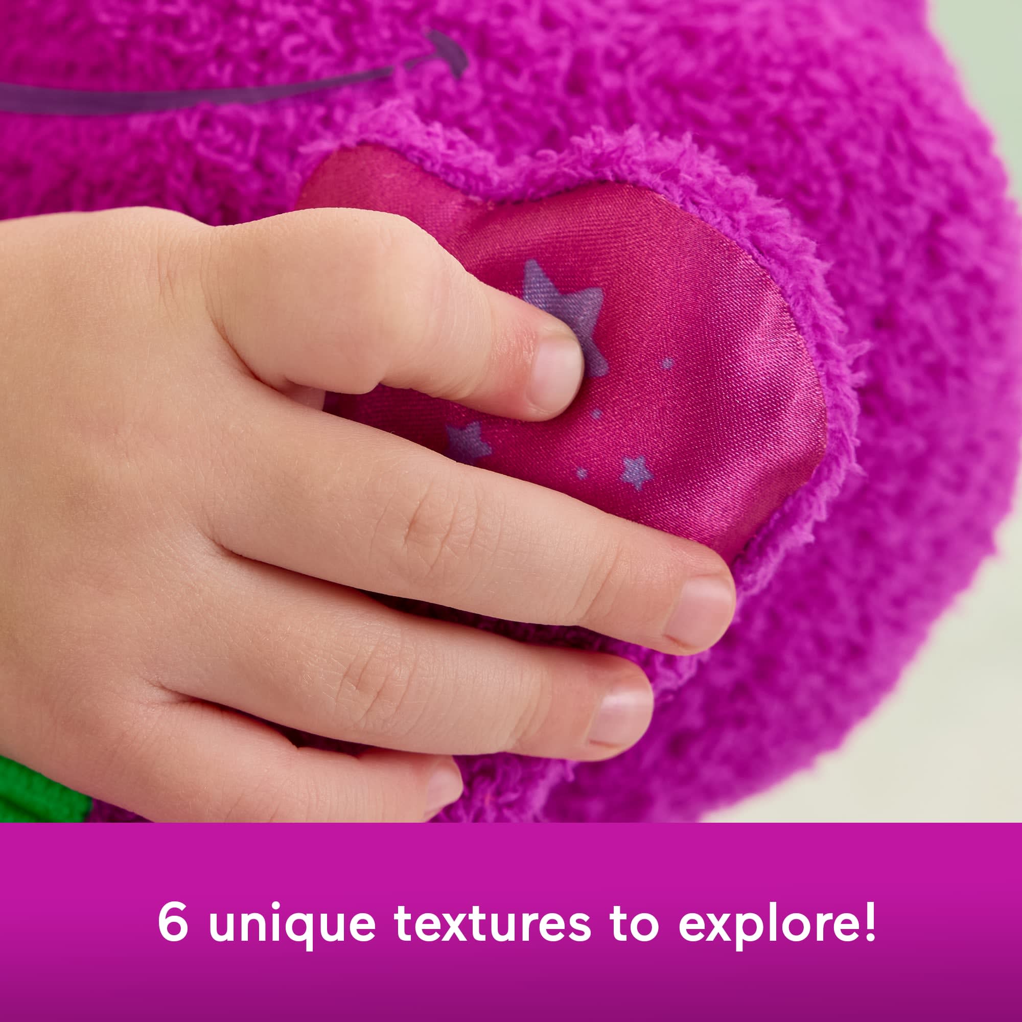 Fisher-Price Barney's World Sensory Barney Plush Toy With Fidget Activity For Toddlers - Image 5