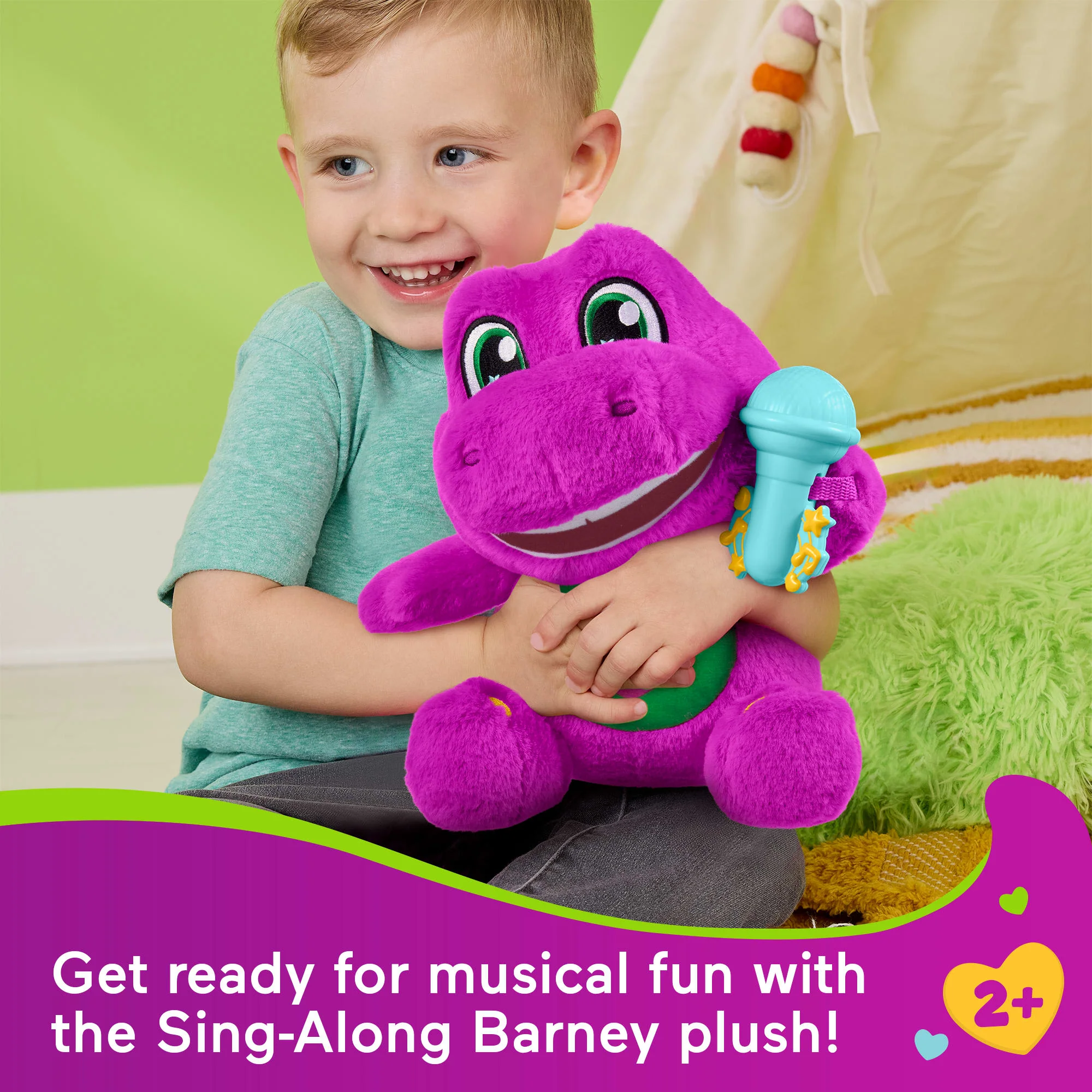 Fisher-Price Barney's World Sing Along Barney Plush, 10.5-Inch Figure, Songs, Sounds & Soft Texture - Image 2