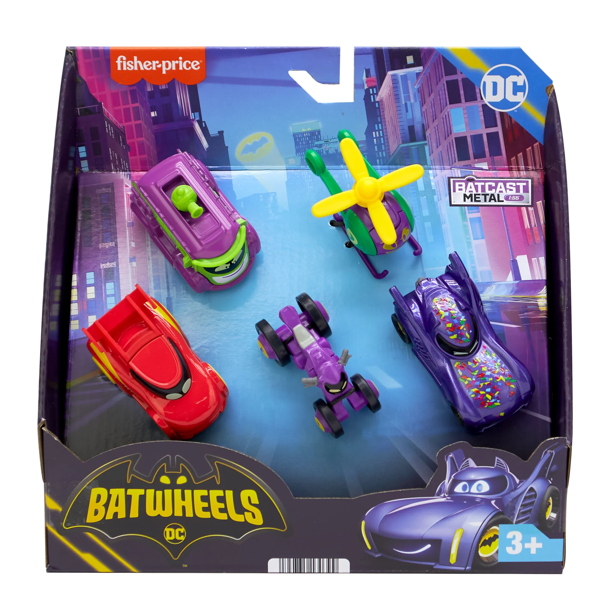 Fisher-Price Dc Batwheels 1:55 Scale Vehicle Multipack, Batcast Metal Diecast Cars, 5 Pieces - Image 6