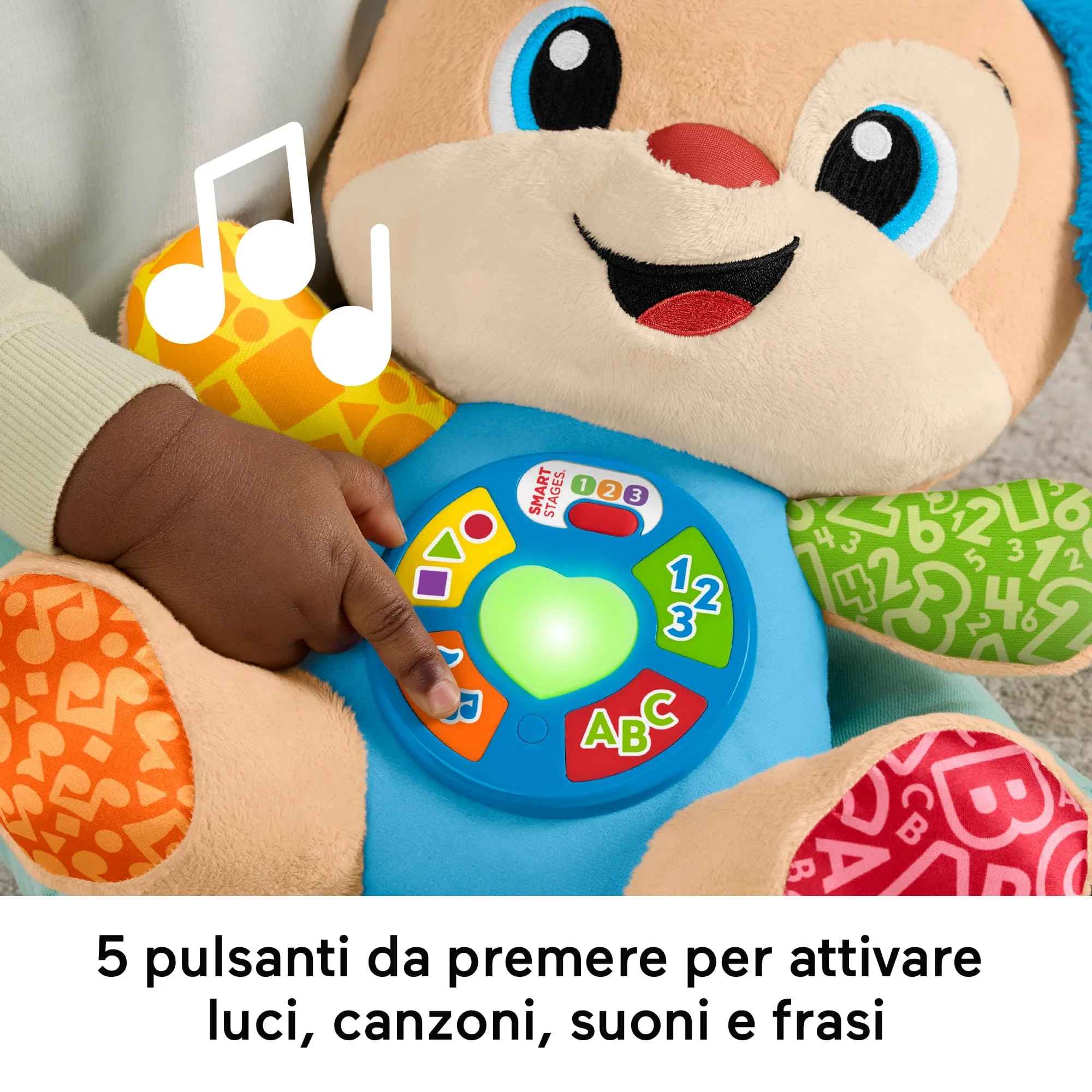 Fisher-Price Ridi E Impara Peluche Musicale Cagnolino Smart Stages, Giocattolo Musicale Per L'Apprendimento Per Neonati, Versione Multilingue - Image 4